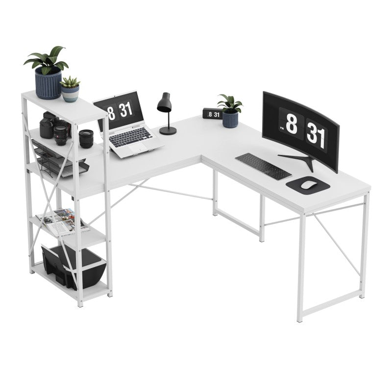 Biurko narożne z półkami Mark Adler Leader 5.9 White 145 cm