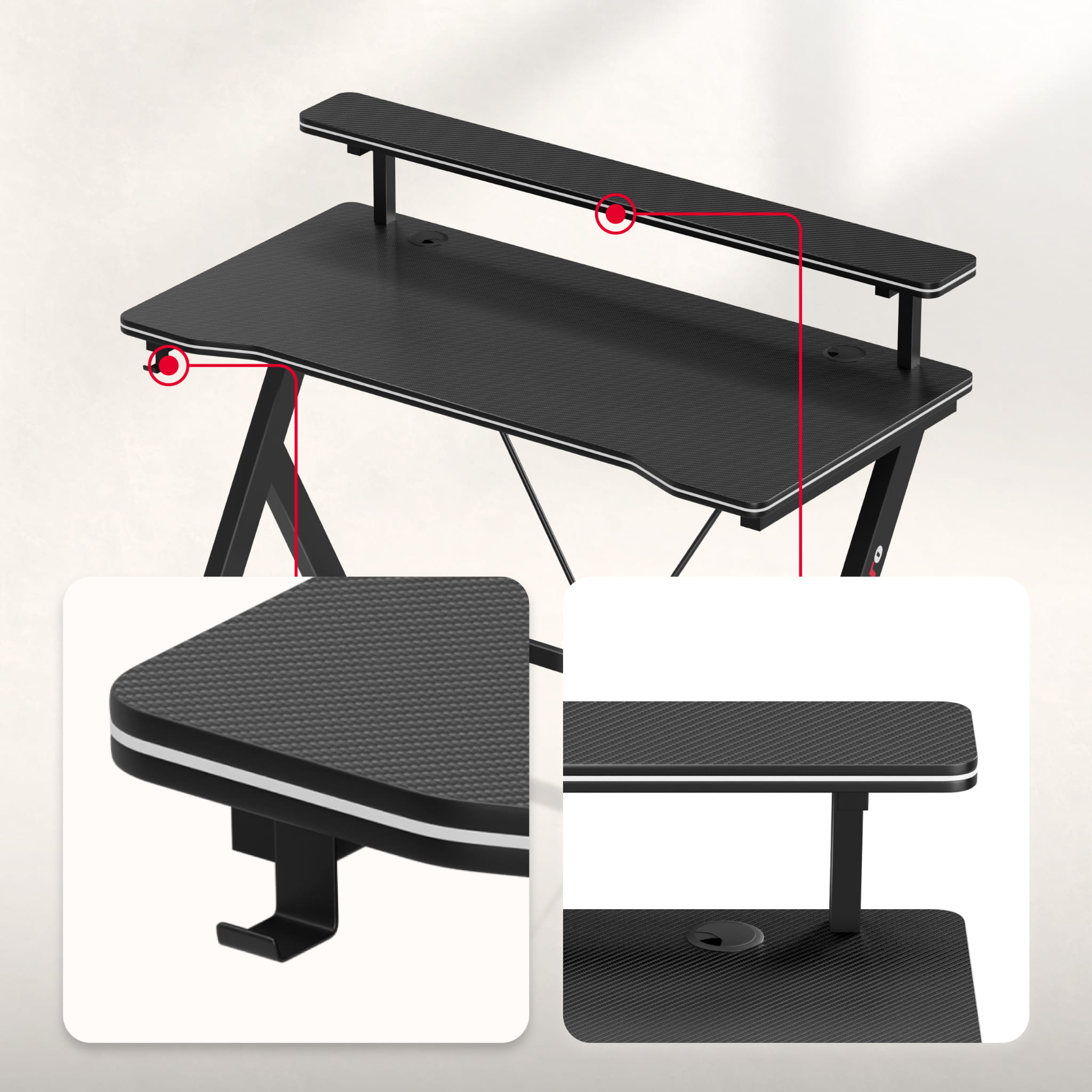 Biurko gamingowe 120 cm Huzaro Hero 1.9 Black