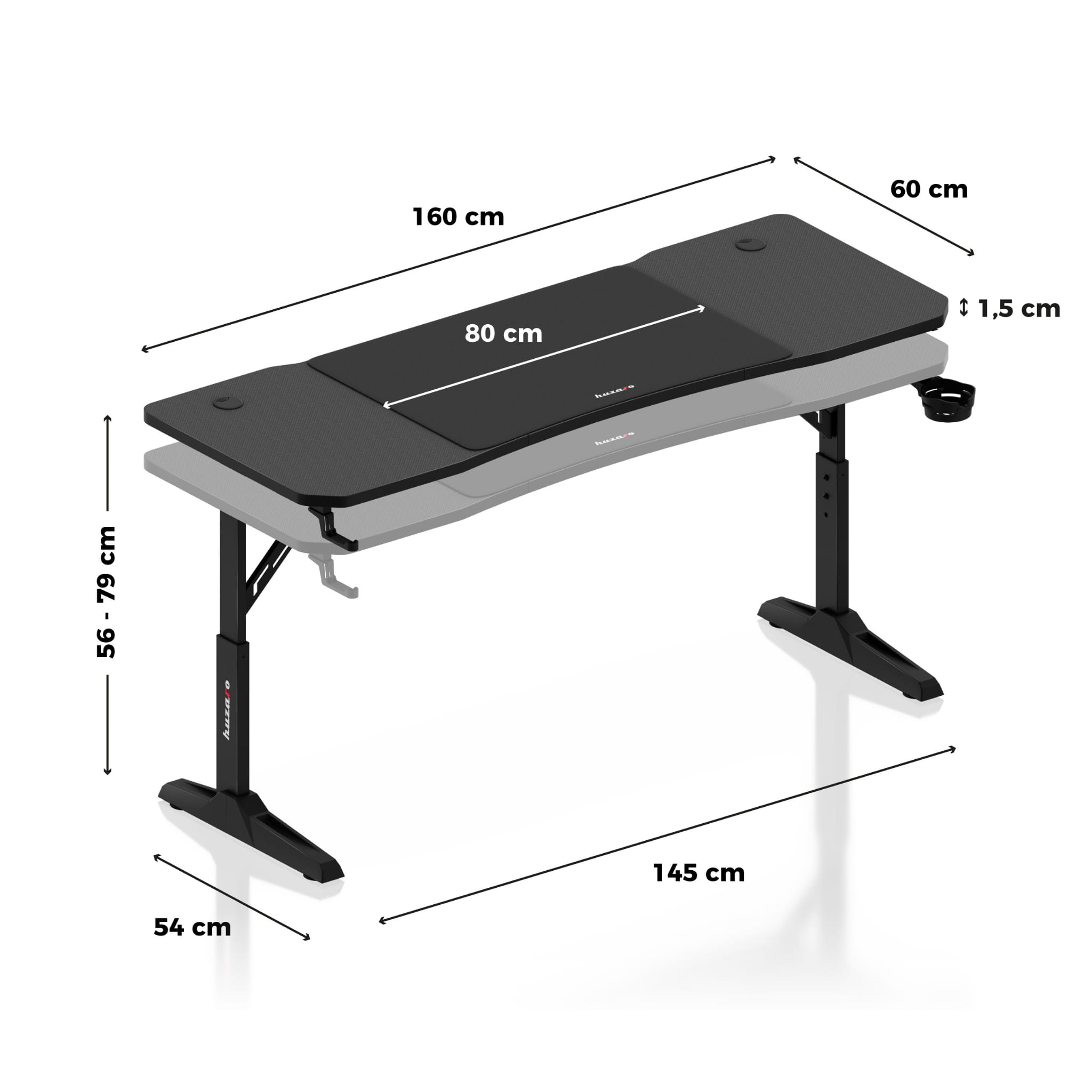 Biurko gamingowe Huzaro Hero 4.6 Black 160 cm