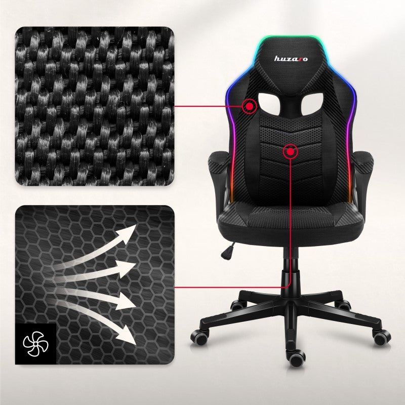 OUTLET Fotel Gamingowy Huzaro Force 2.5 RGB Carbon Mesh