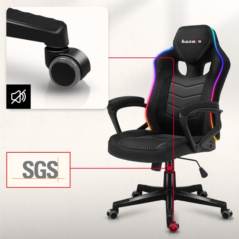 OUTLET Fotel Gamingowy Huzaro Force 2.5 RGB Carbon Mesh