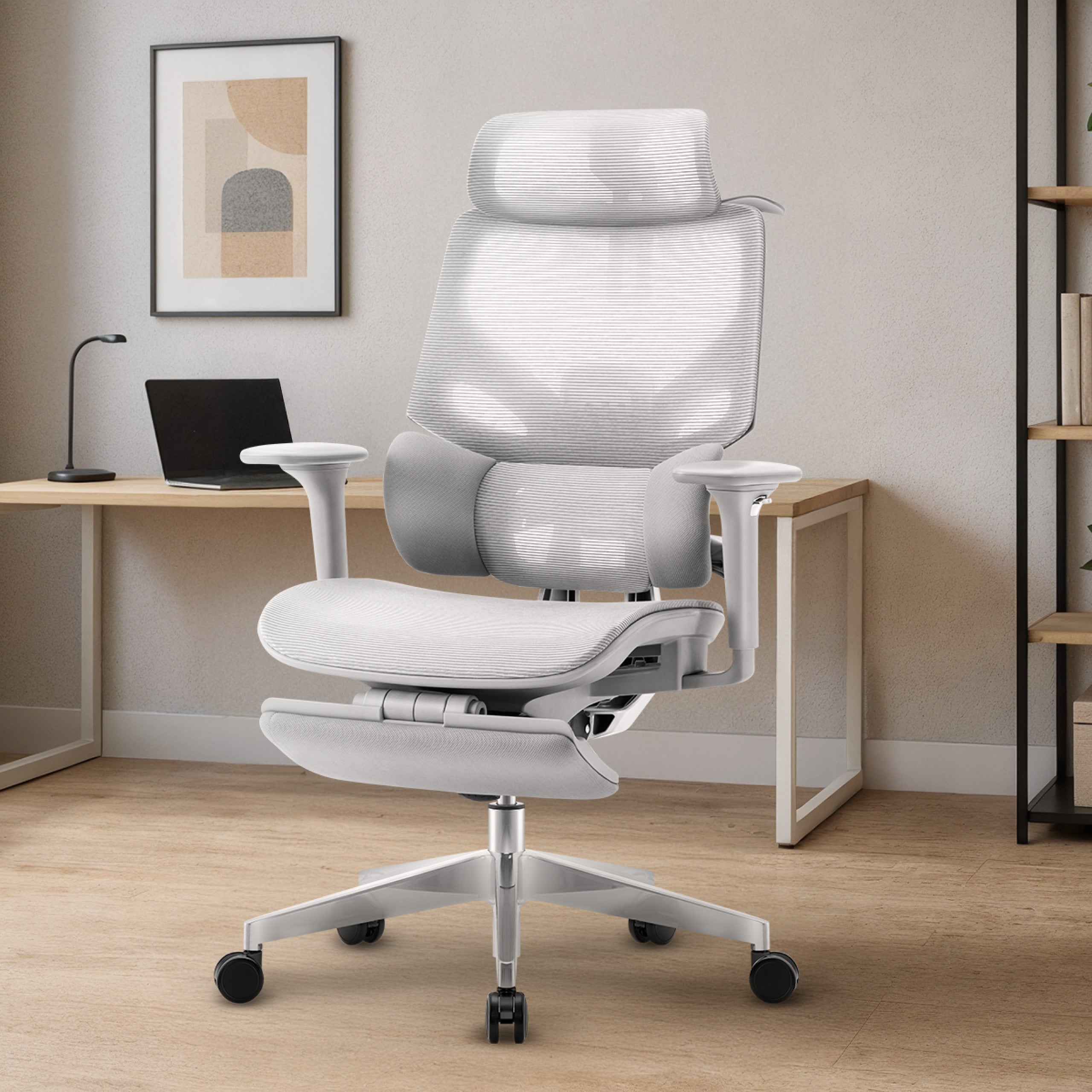 Fotel ergonomiczny z podnóżkiem Mark Adler Expert 8.7 Grey Mesh