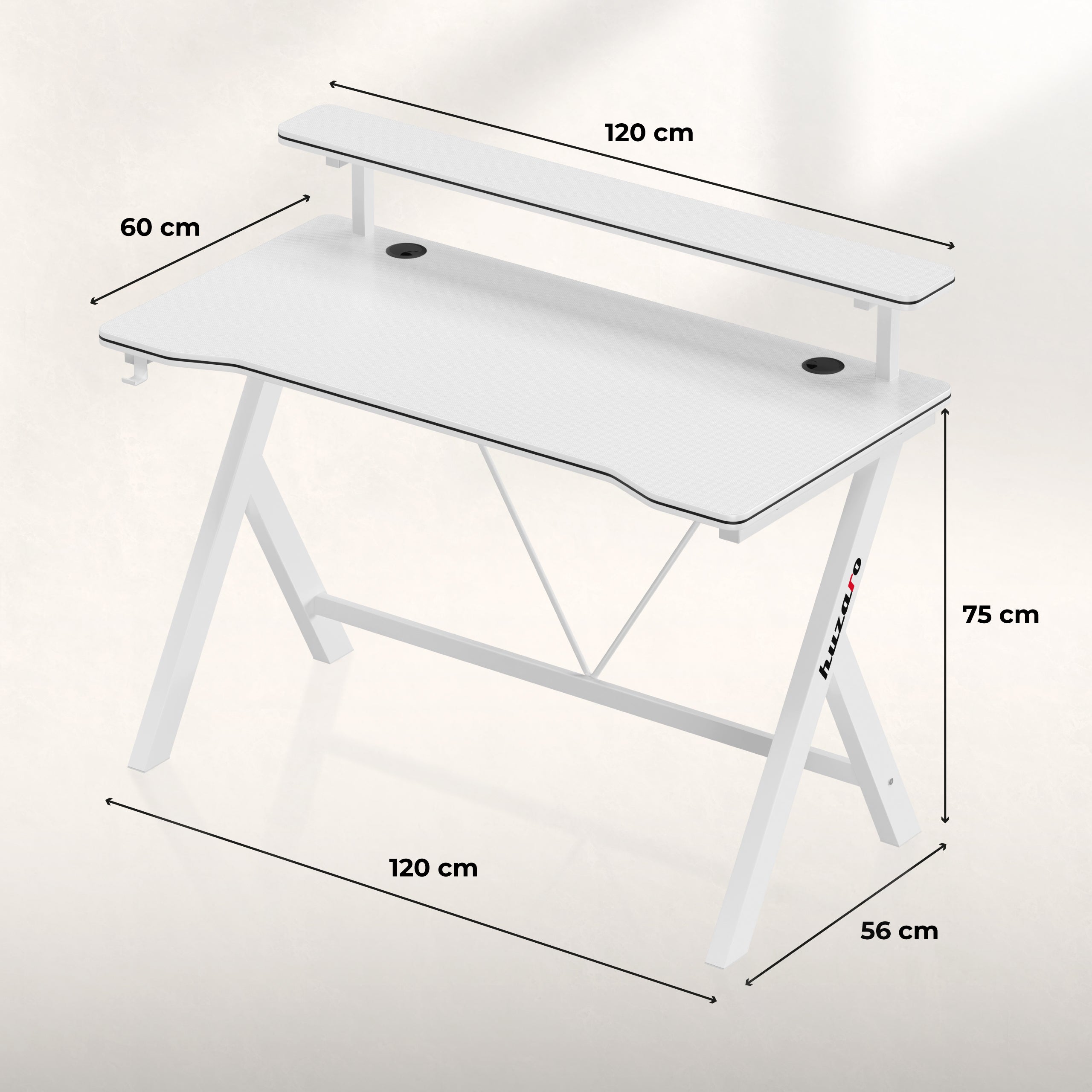 Biurko gamingowe 120 cm Huzaro Hero 1.9 White