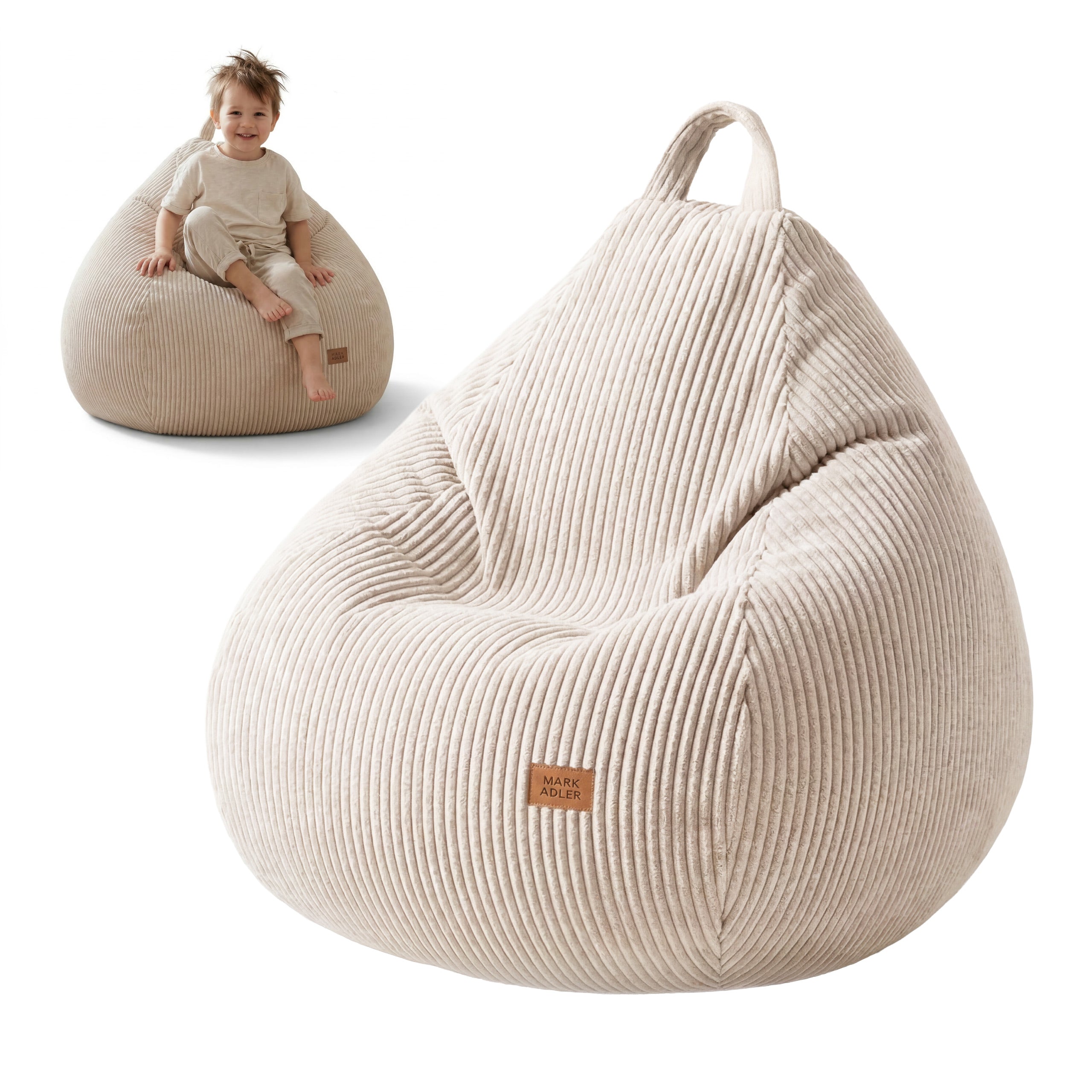 OUTLET Sztruksowa pufa worek beżowa Mark Adler Comfy 1.0 Beige
