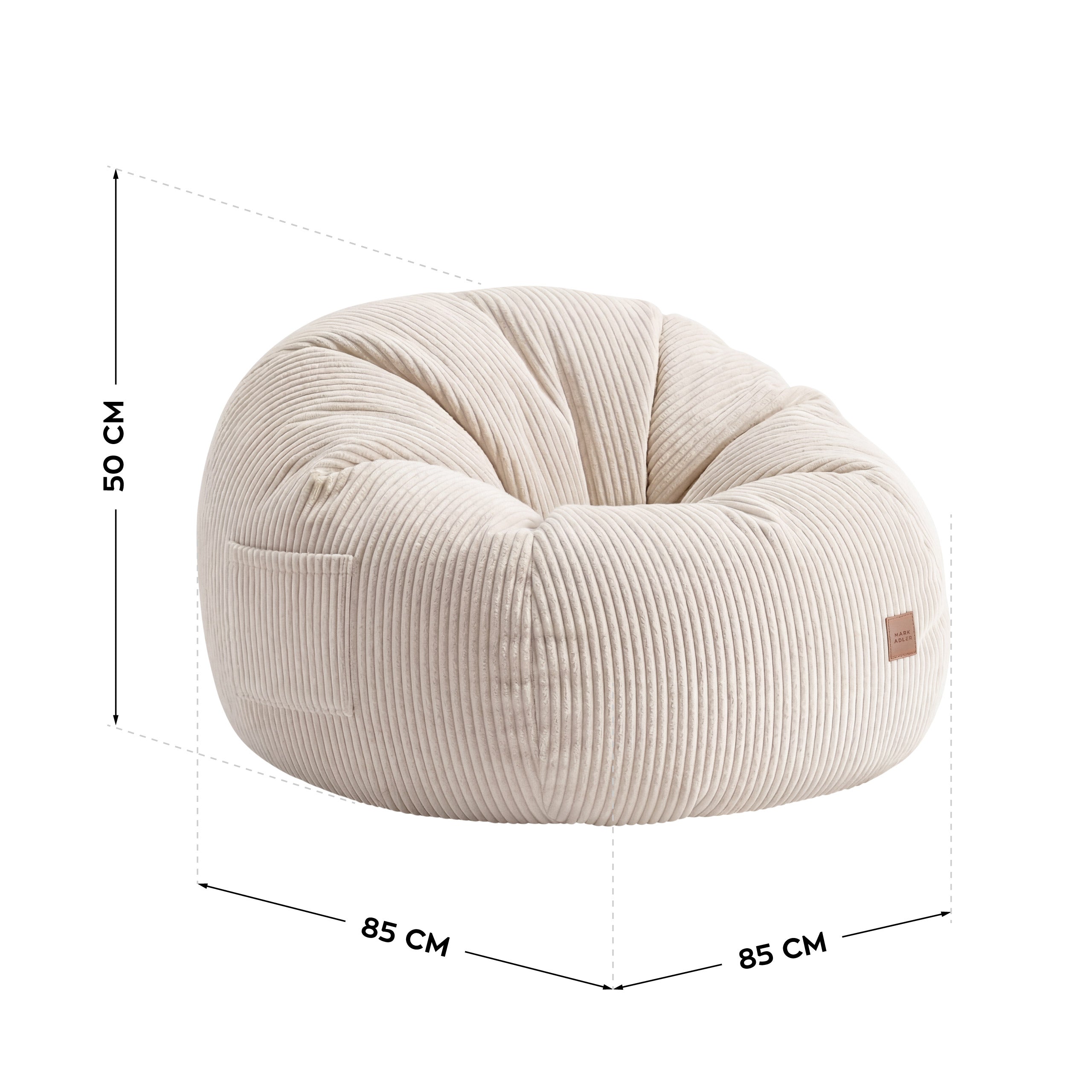 OUTLET Fotel pufa sztruksowa z podnóżkiem Mark Adler Comfy 3.0 Beige