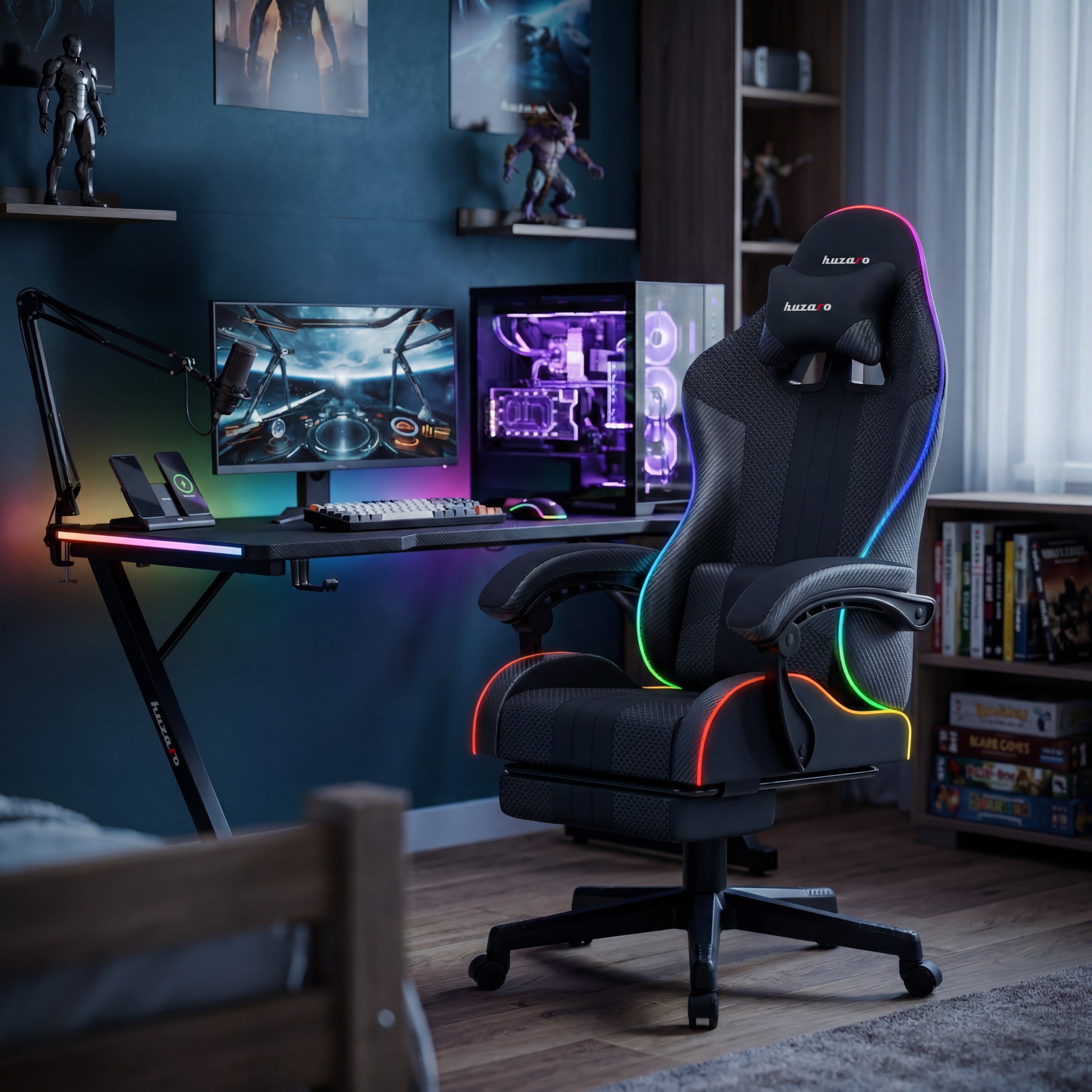 Fotel Gamingowy HUZARO Force 4.7 RGB Black Mesh