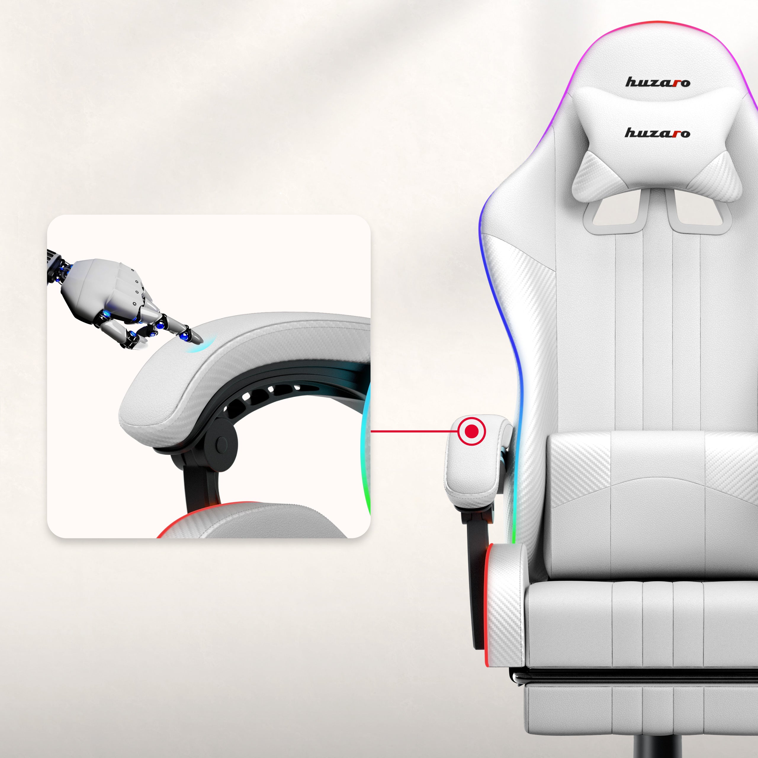 Fotel Gamingowy HUZARO Force 4.7 RGB White