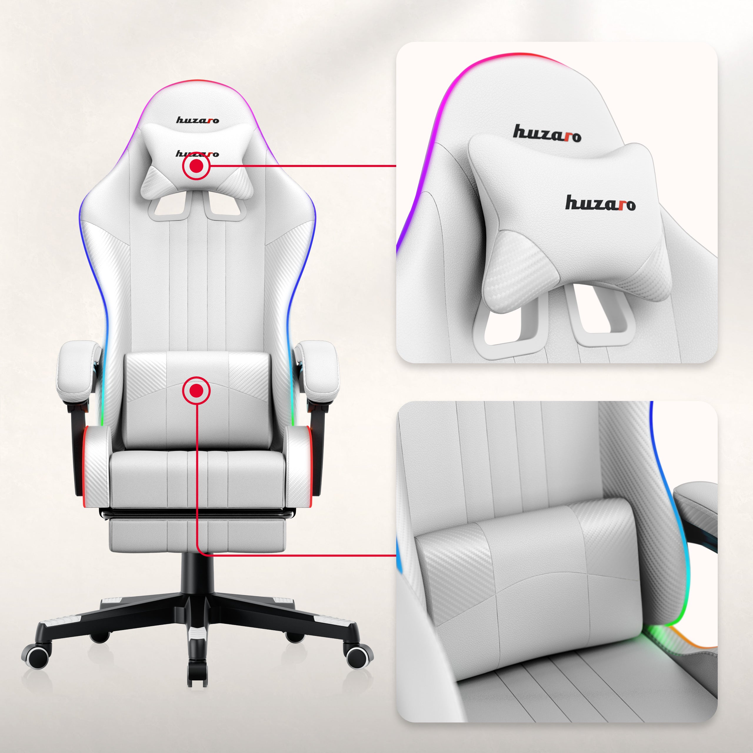 Fotel Gamingowy HUZARO Force 4.7 RGB White