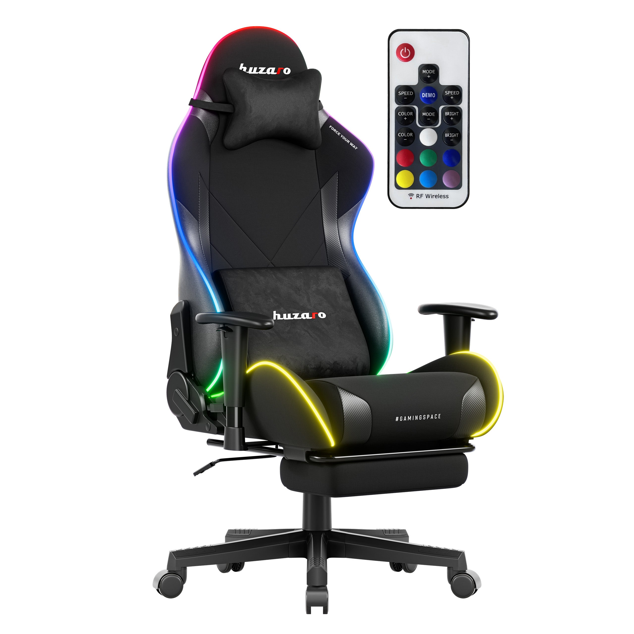 Fotel gamingowy LED Huzaro Force 5.7 Black RGB