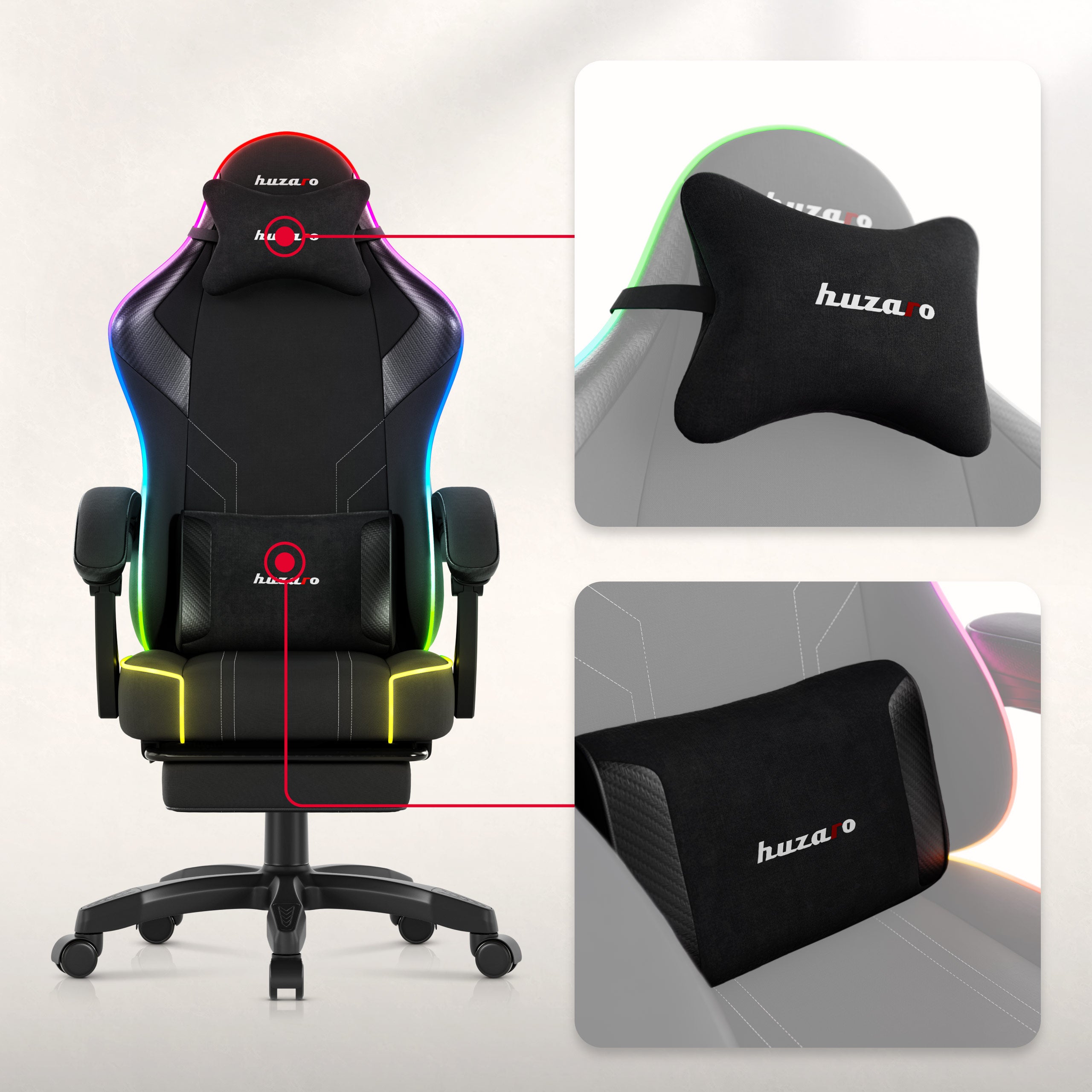 Fotel gamingowy Huzaro Force 3.7 RGB Black
