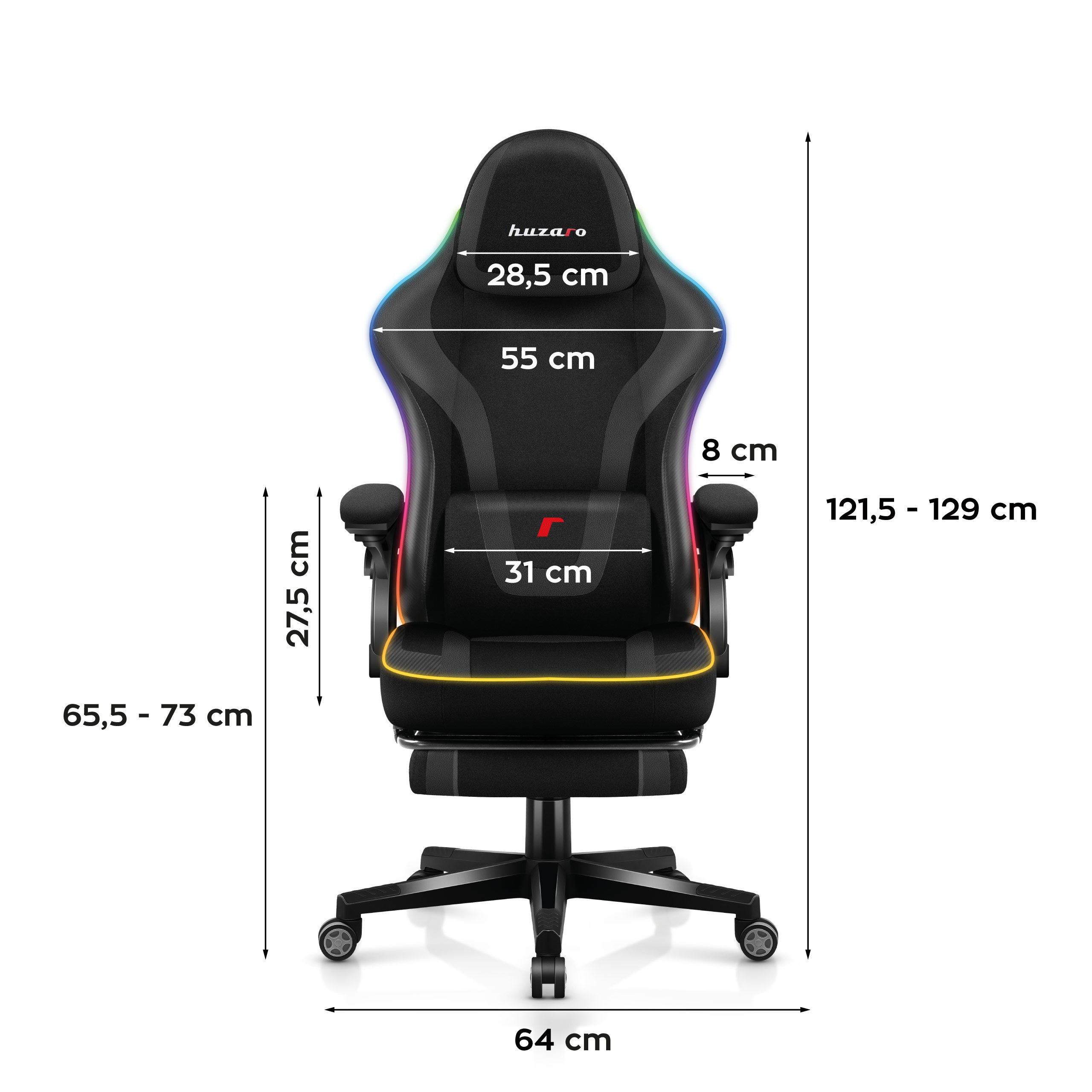 Fotel gamingowy Huzaro Force 4.6 RGB Smart Black Mesh