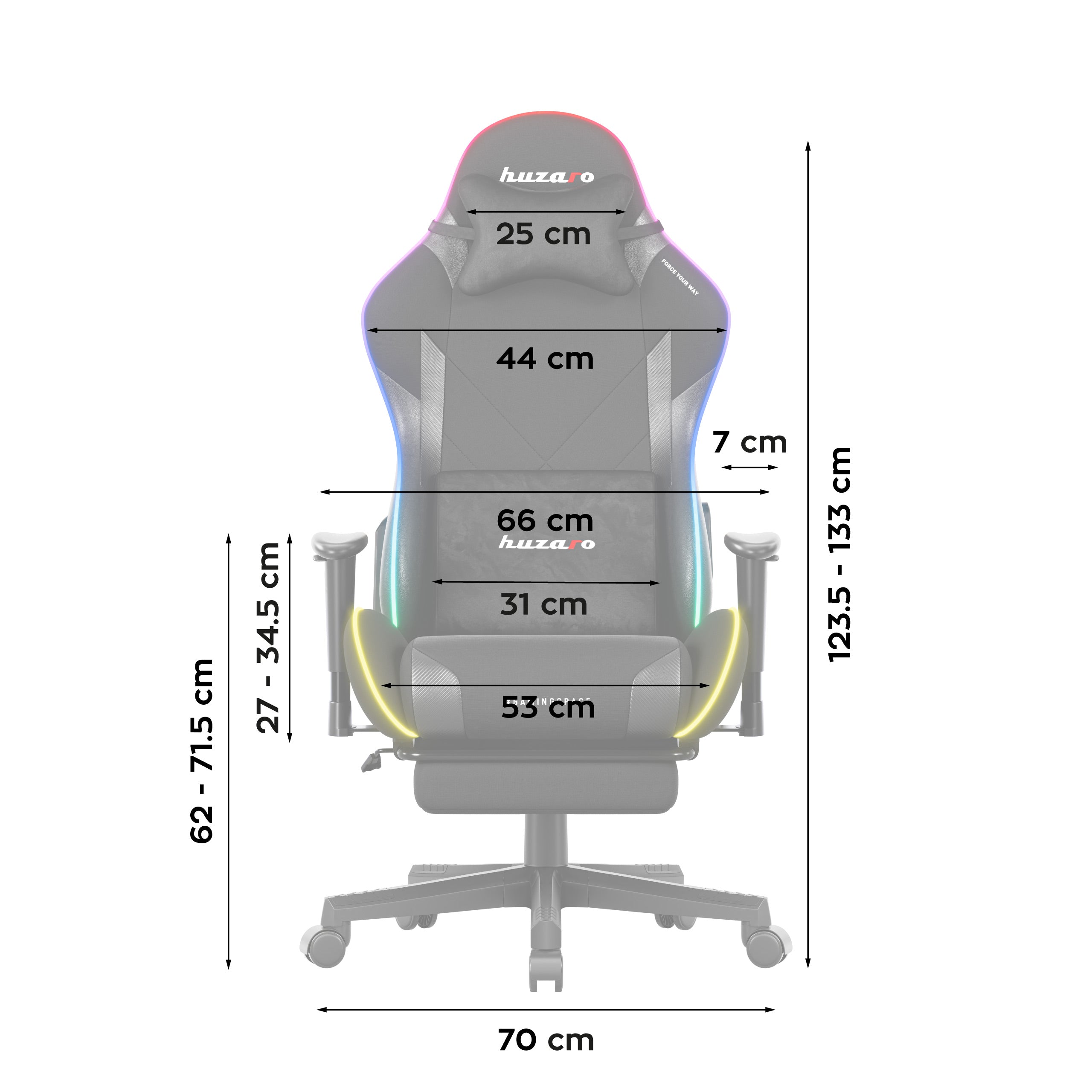 Fotel gamingowy LED Huzaro Force 5.7 Black RGB