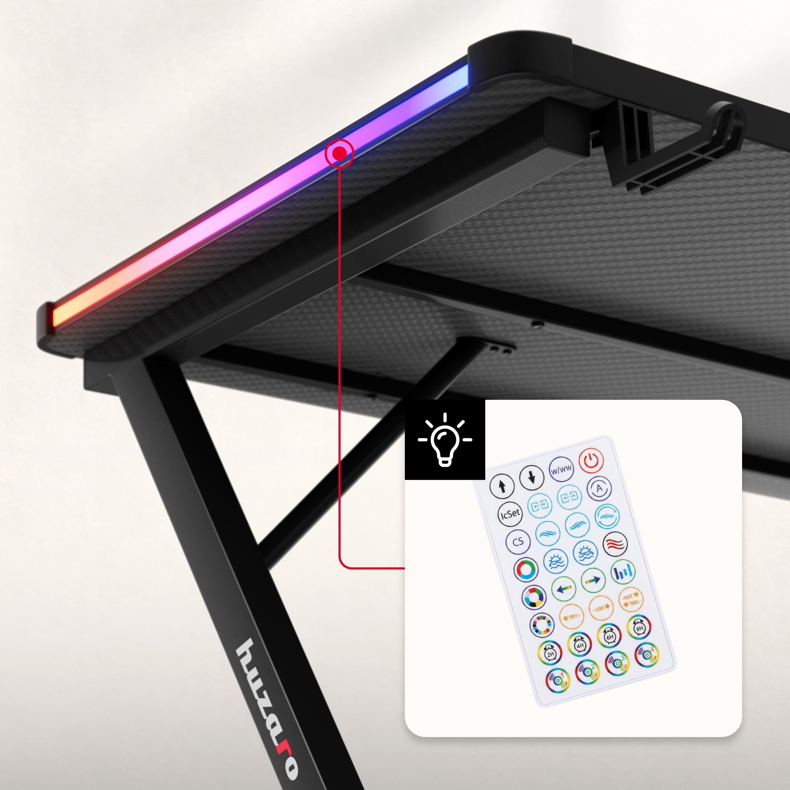 Biurko Gamingowe Huzaro Hero 2.5 RGB LED Black 120 cm