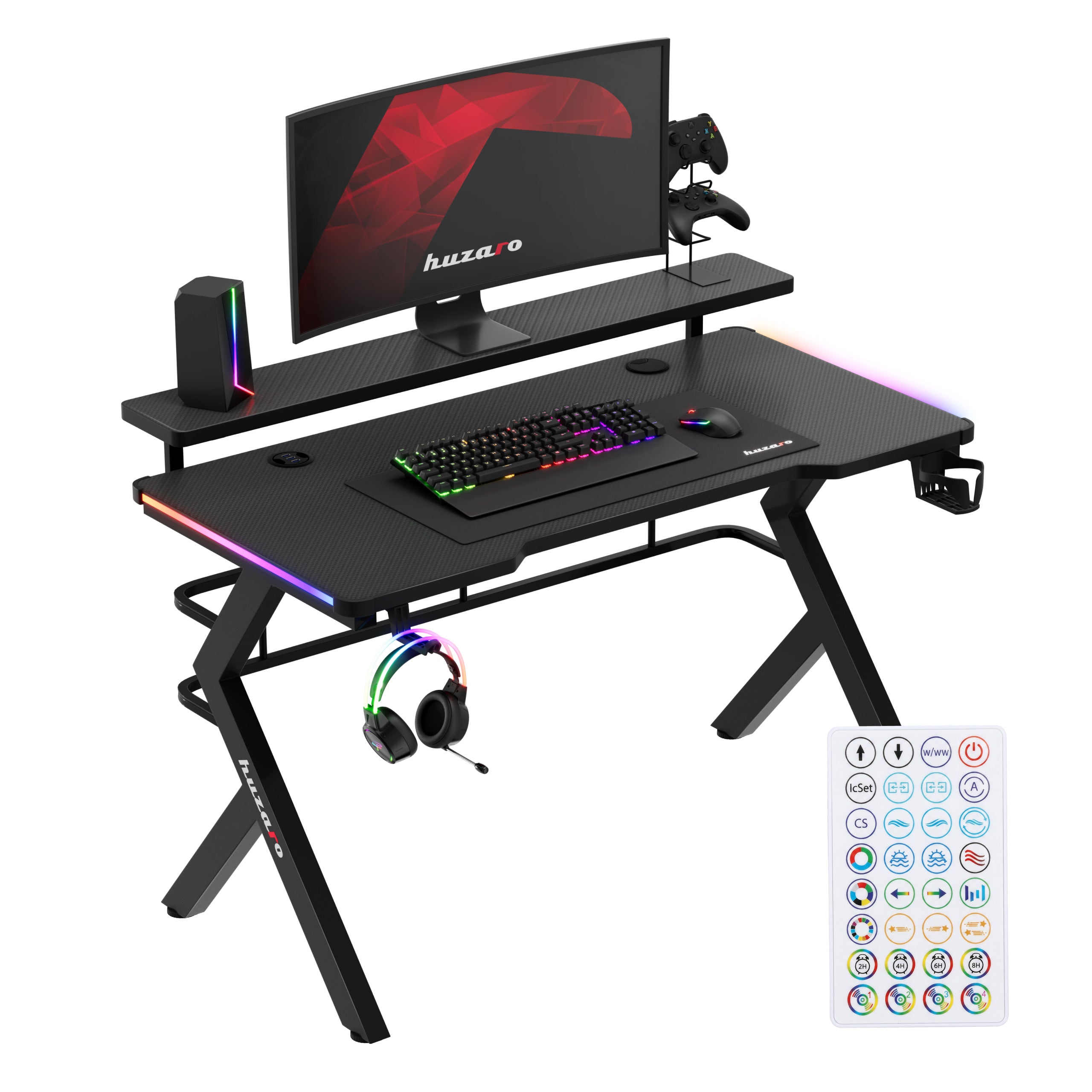 Biurko Gamingowe Huzaro Hero 5.0 RGB LED Black 120 cm