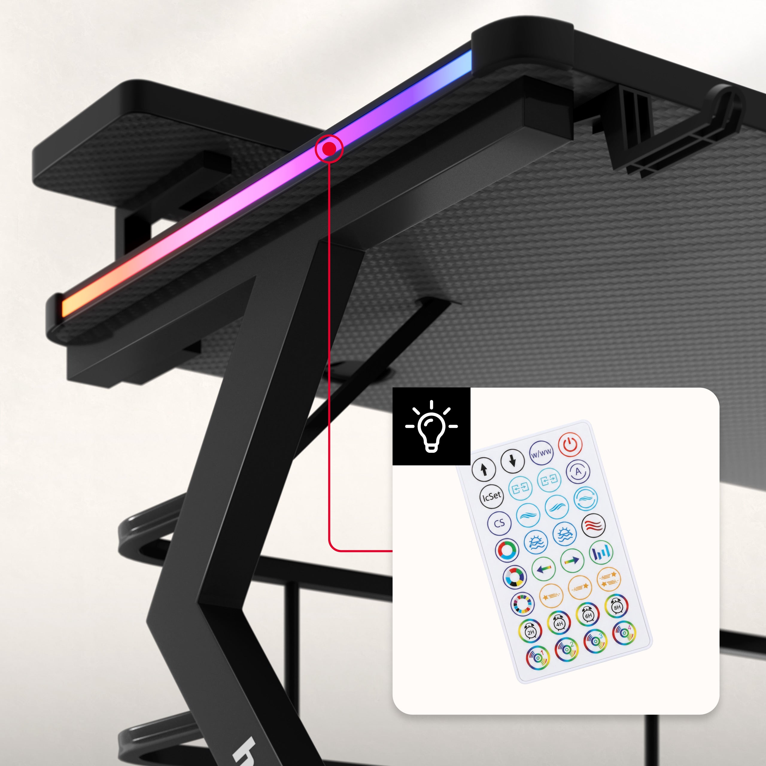 Biurko Gamingowe Huzaro Hero 5.0 RGB LED Black 120 cm