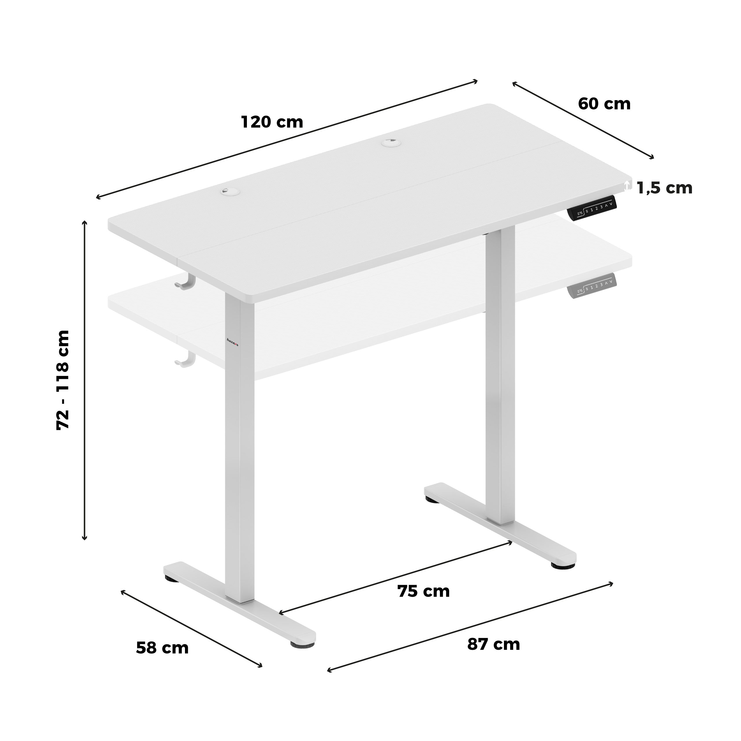 Biurko elektryczne gamingowe Huzaro Hero 8.1 White