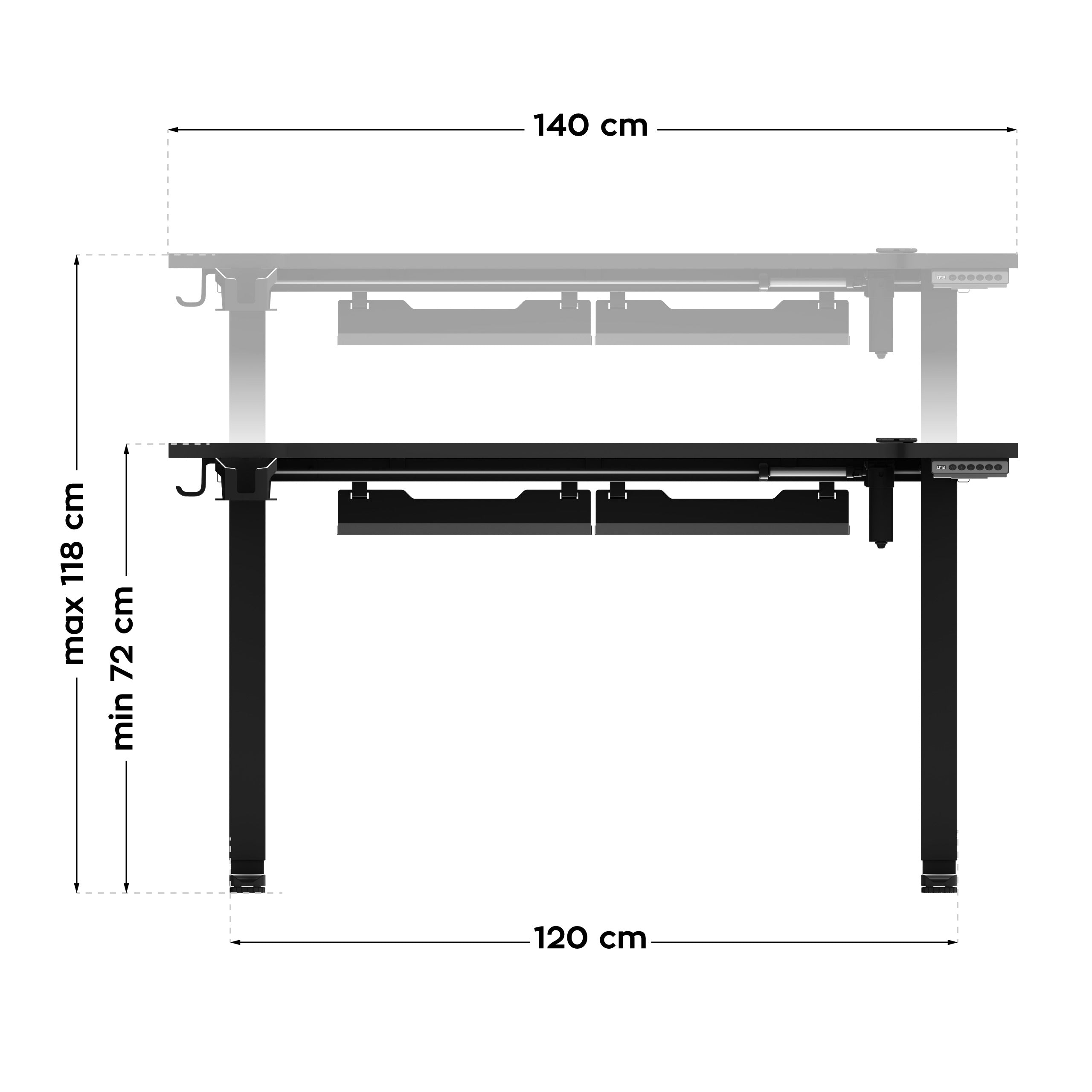 Biurko elektryczne Huzaro Hero 8.7 RGB LED 140 cm