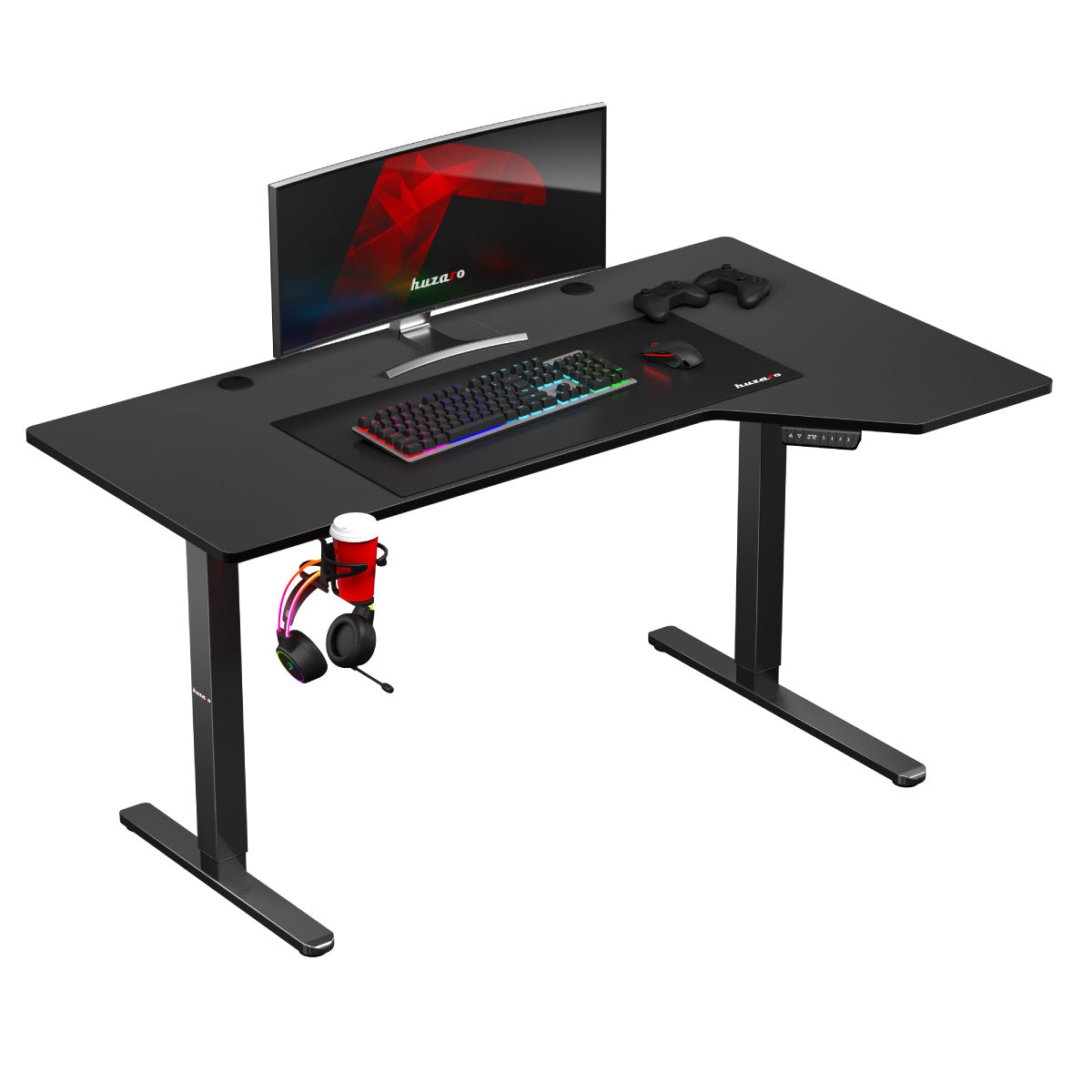 Biurko narożne elektryczne Huzaro Hero 9.1 Black 145 cm