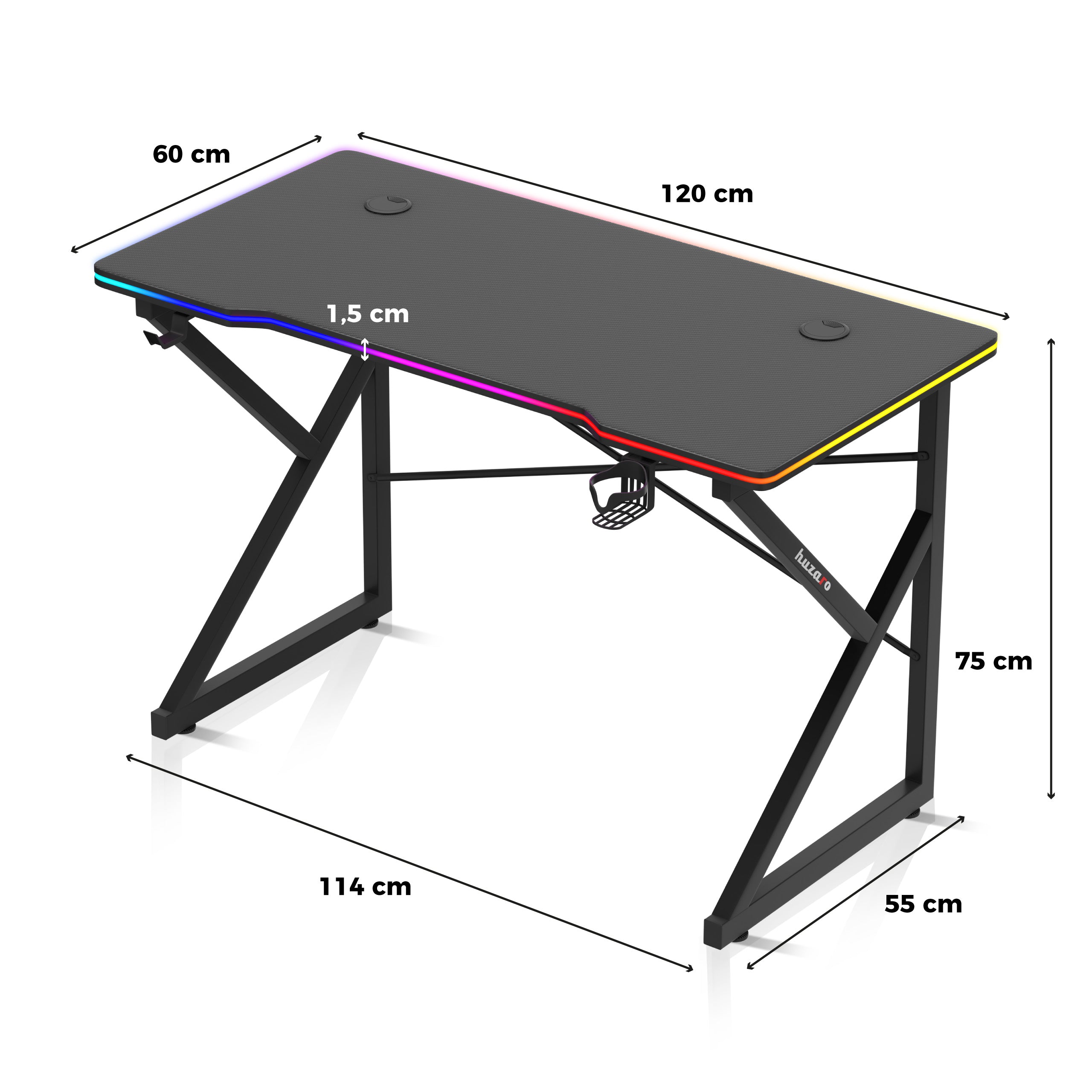 Biurko gamingowe Hero 1.7 RGB Black 120 cm