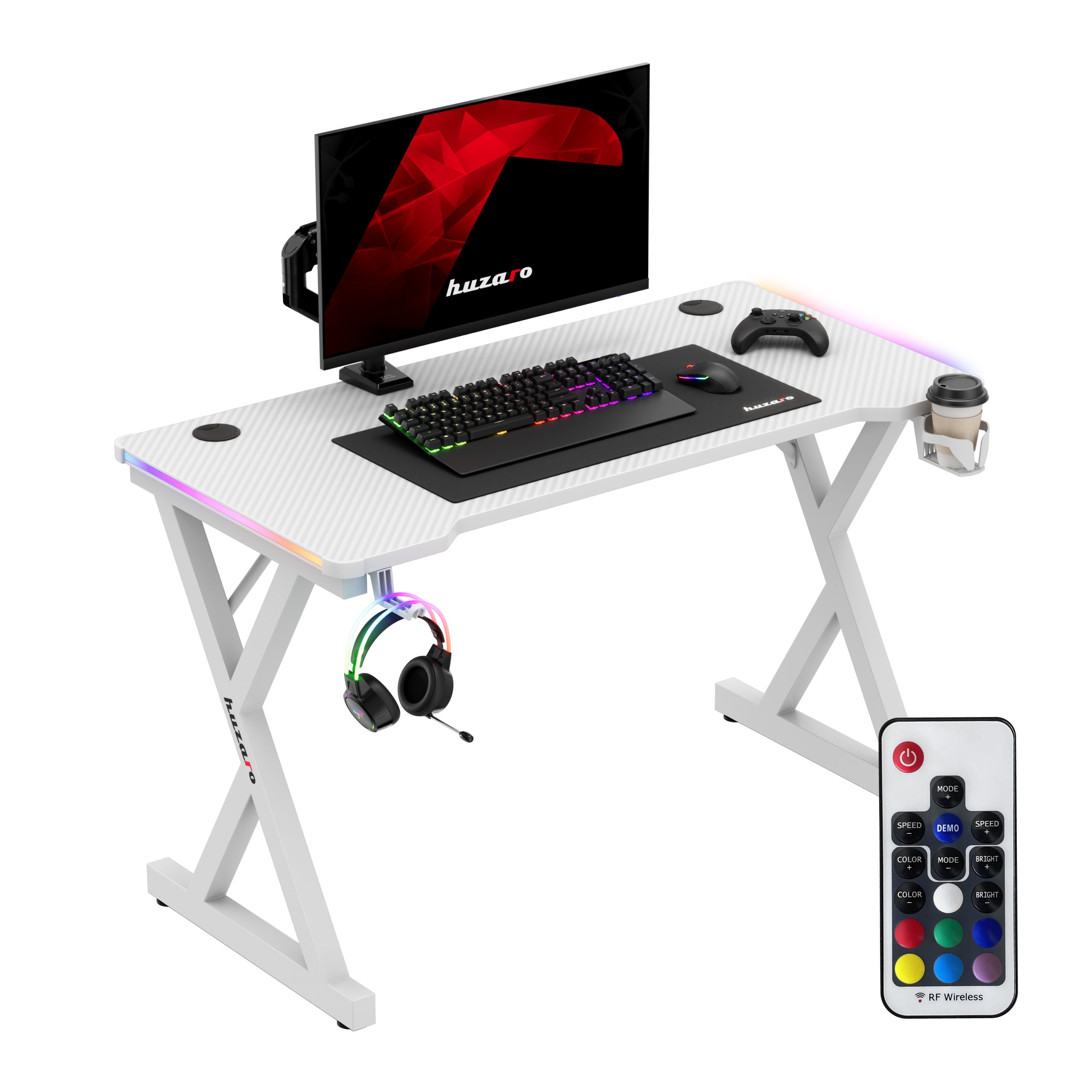 Biurko gamingowe LED Huzaro Hero 2.3 RGB White 120 cm