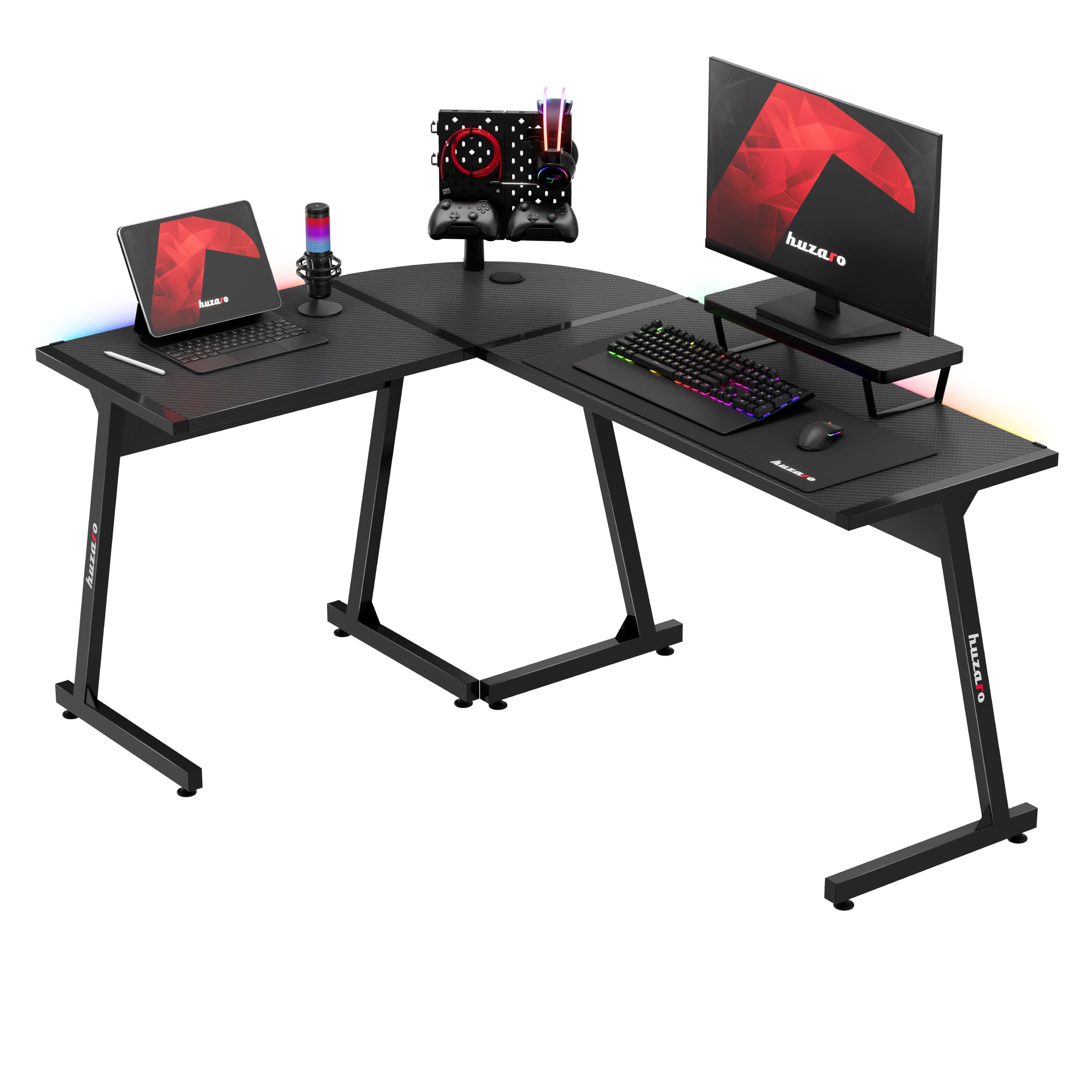 Biurko narożne gamingowe HUZARO Hero 6.0 RGB Smart Black 147 cm