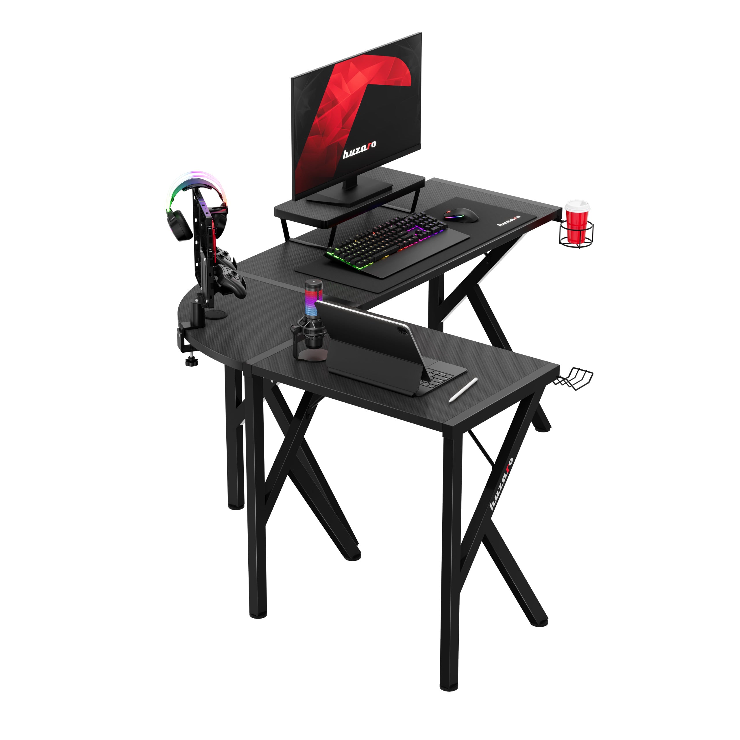 Biurko narożne gamingowe Huzaro Hero 6.3 Black 154 cm