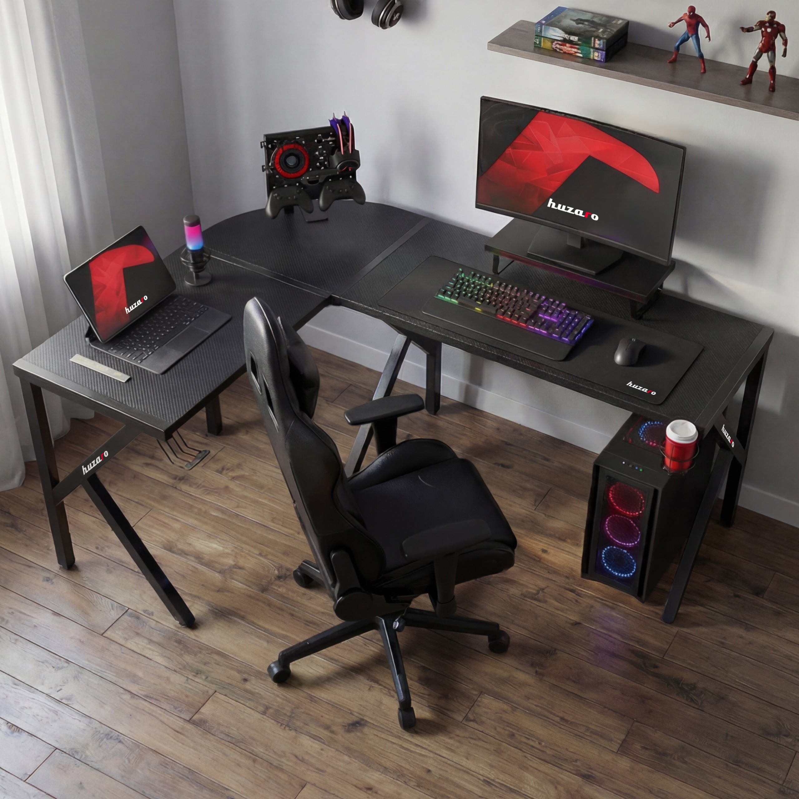 Biurko narożne gamingowe Huzaro Hero 6.3 Black 154 cm