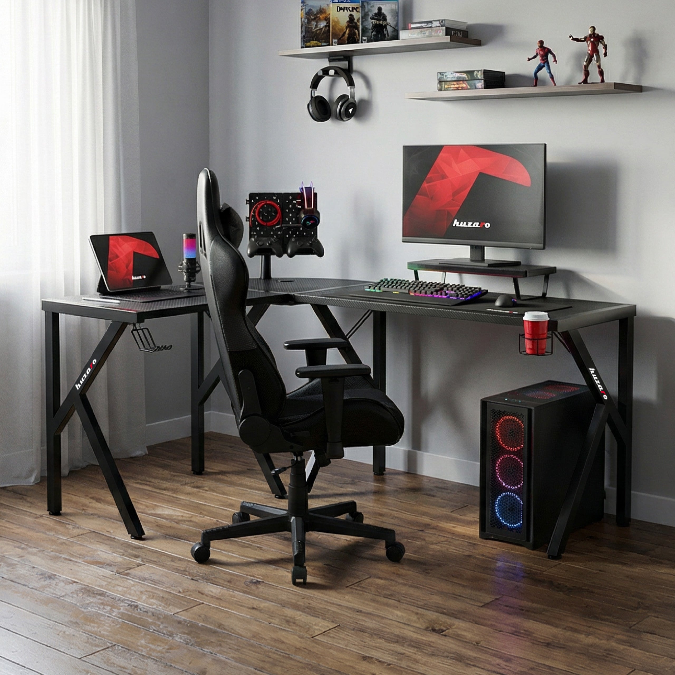 Biurko narożne gamingowe Huzaro Hero 6.3 Black 154 cm