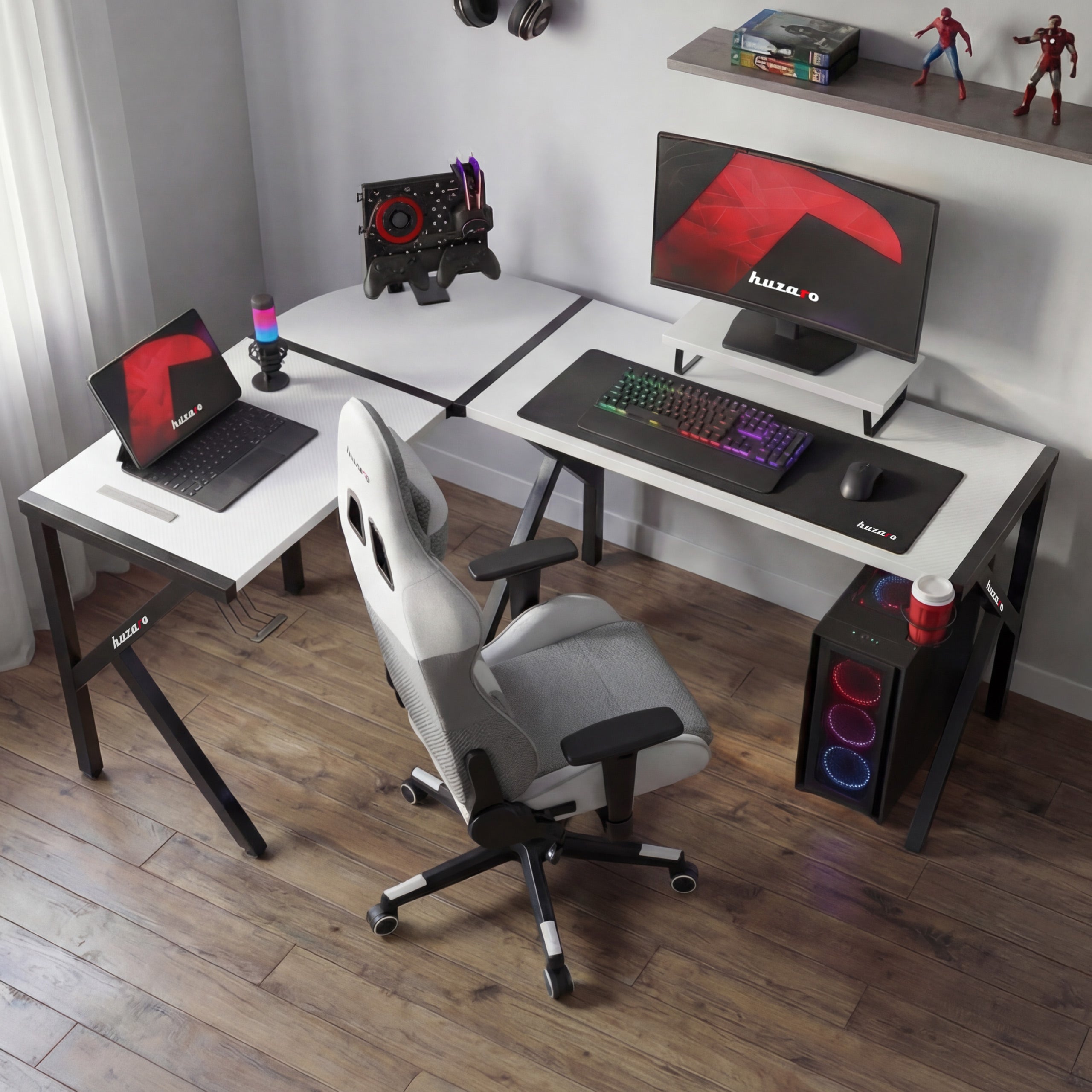 Biurko narożne gamingowe Huzaro Hero 6.3 White 154 cm