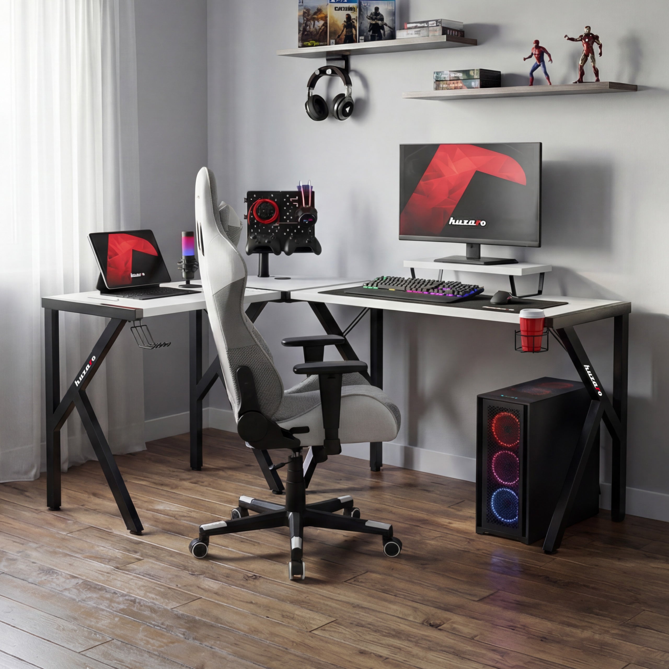 Biurko narożne gamingowe Huzaro Hero 6.3 White 154 cm