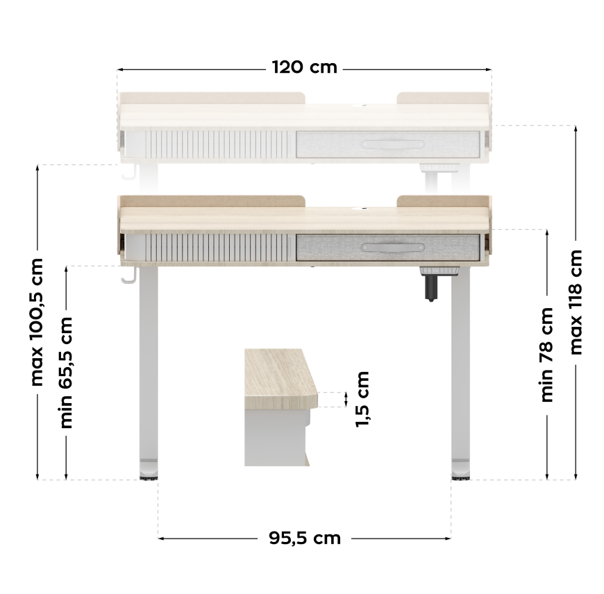 OUTLET Biurko elektryczne Mark Adler Leader 8.0 White 120 cm