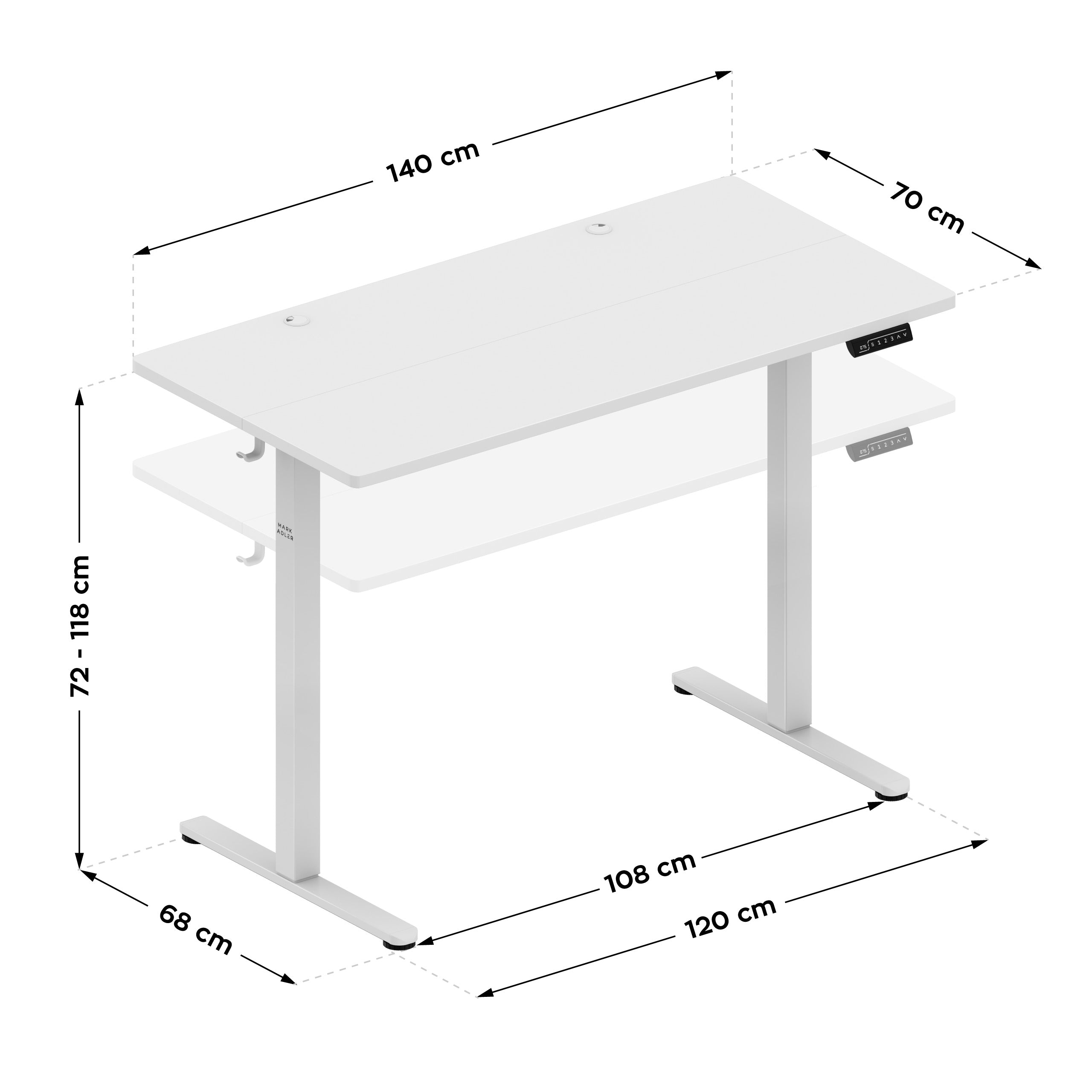 OUTLET Biurko elektryczne Mark Adler Leader 7.3 White 140 cm
