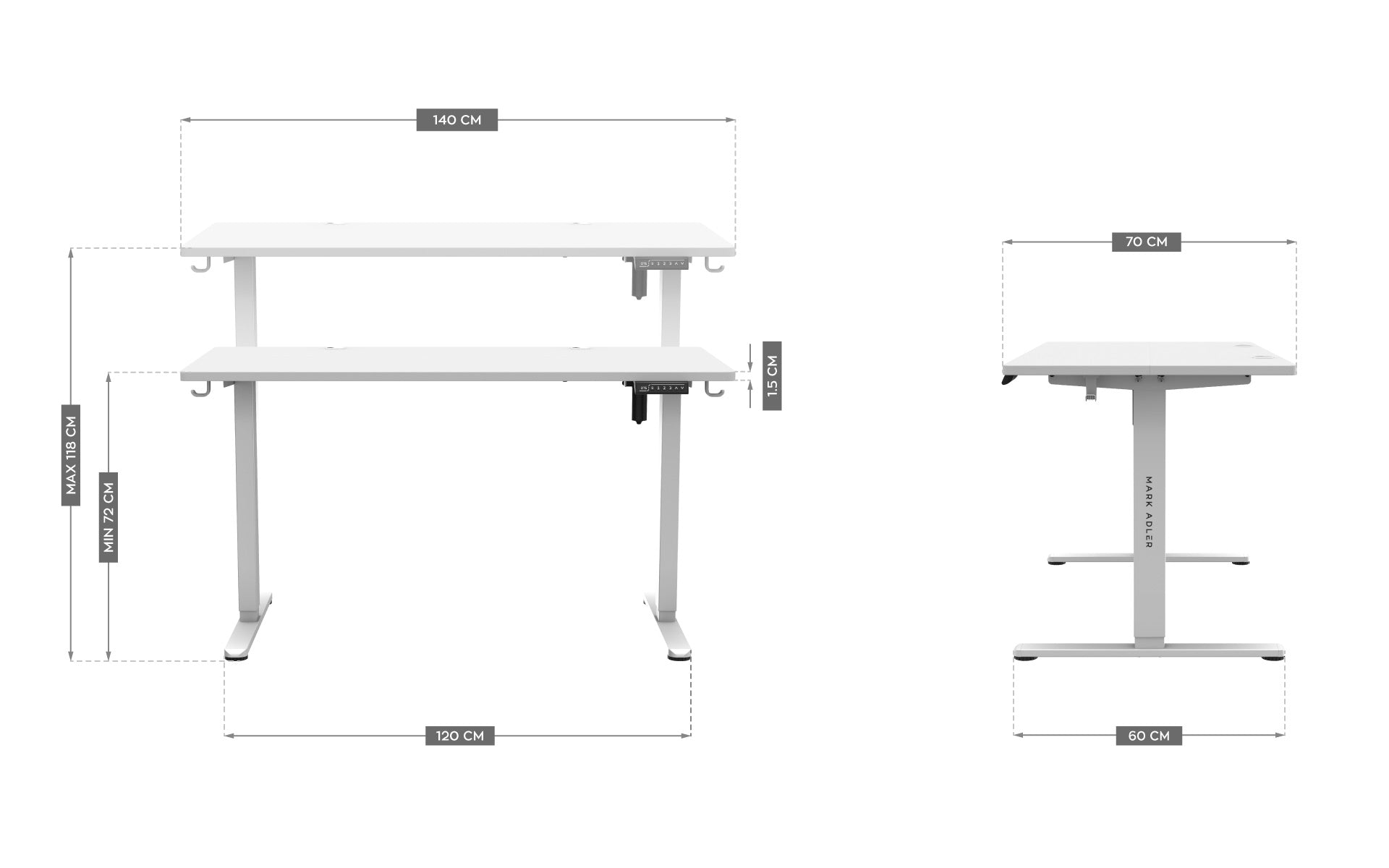OUTLET Biurko elektryczne Mark Adler Leader 7.4 White
