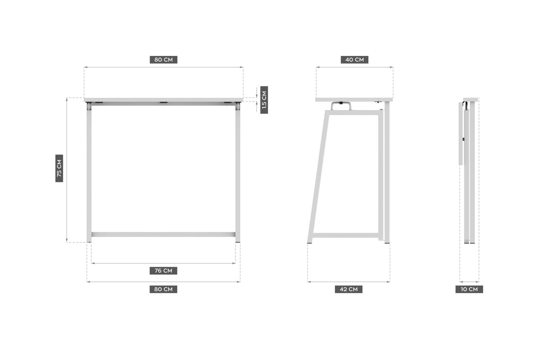OUTLET Biurko składane Leader 1.5 White
