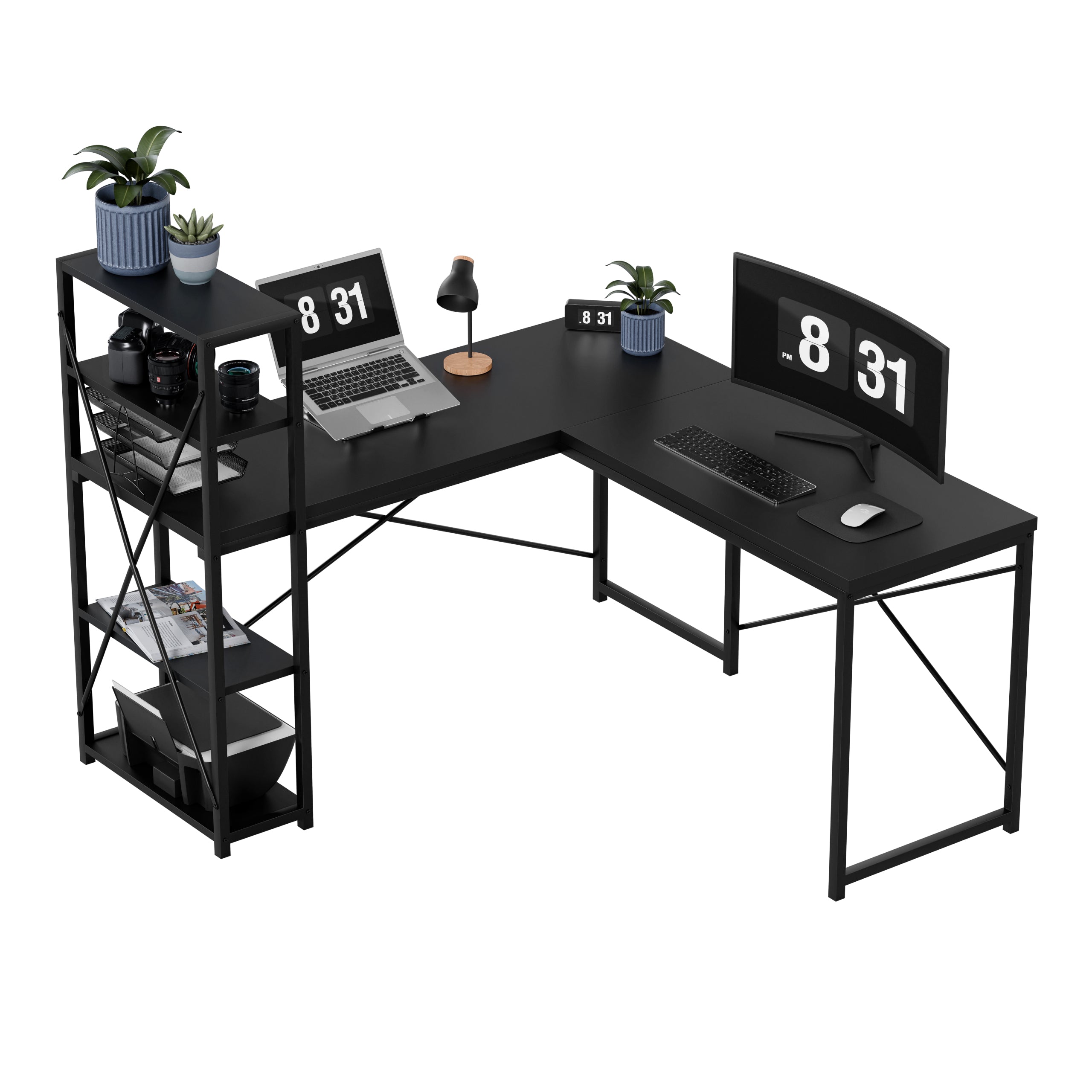 OUTLET Biurko narożne z półkami Mark Adler Leader 5.9 Black