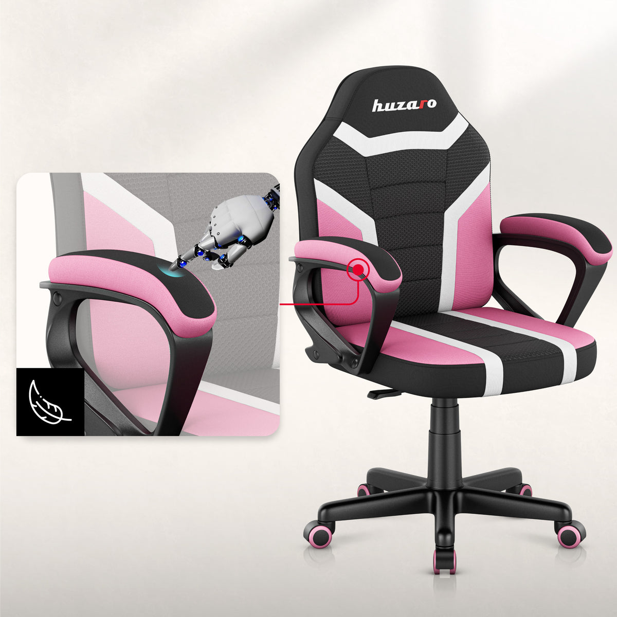 Fotel gamingowy dla dziecka HUZARO RANGER 1.0 Pink Mesh