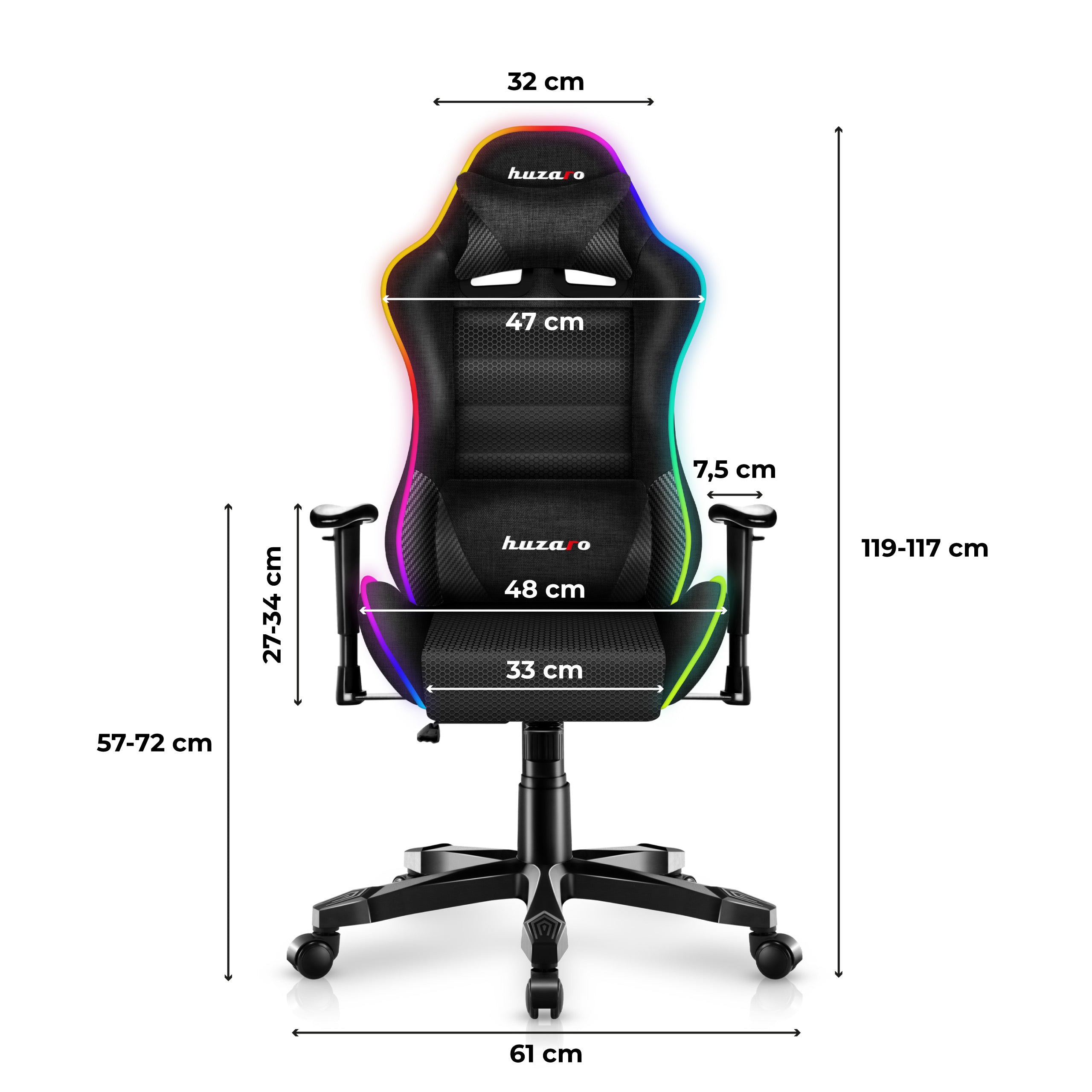 Fotel  gamingowy dla dziecka HUZARO RANGER 6.0 RGB Black Mesh