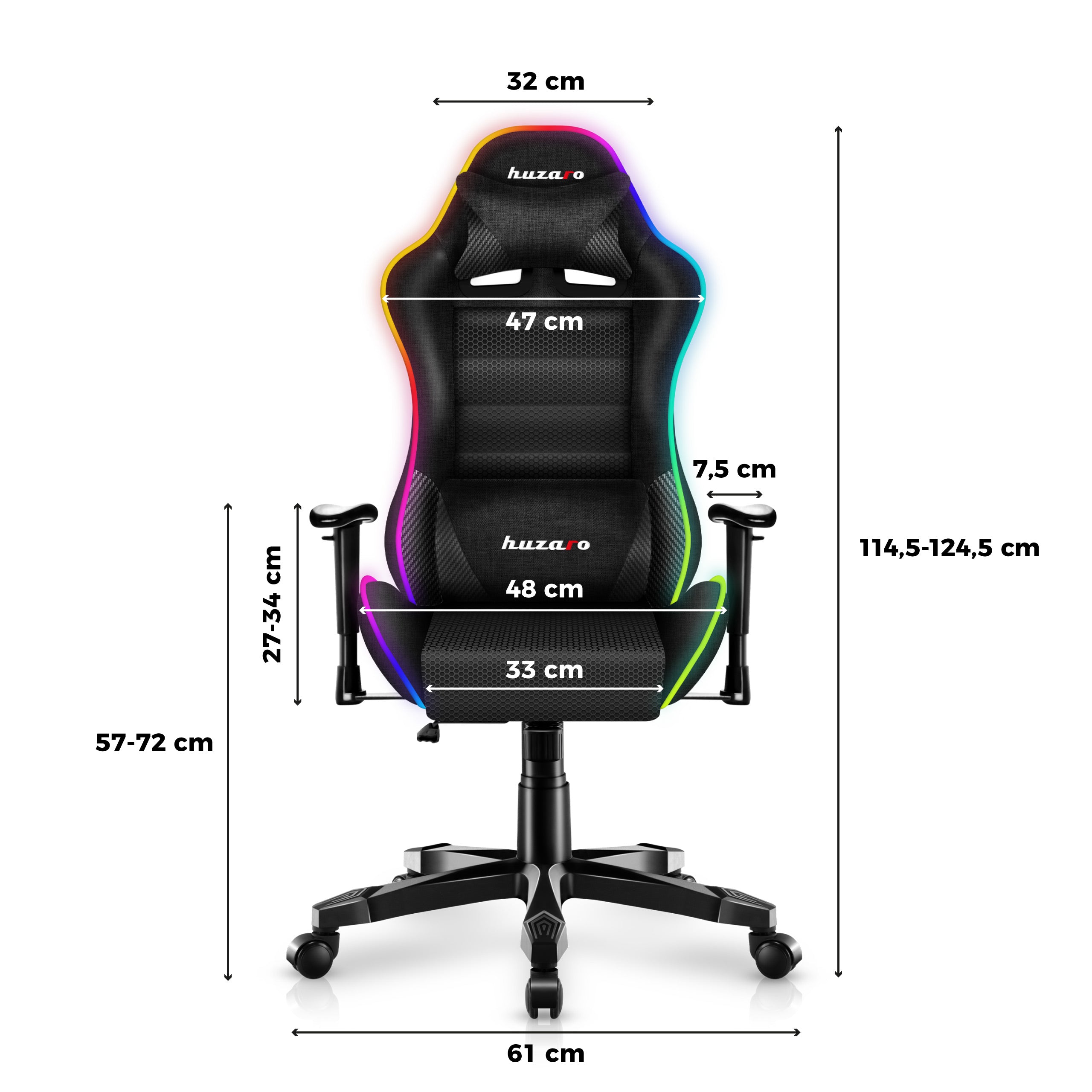 Fotel  gamingowy dla dziecka HUZARO RANGER 6.0 RGB Black Mesh