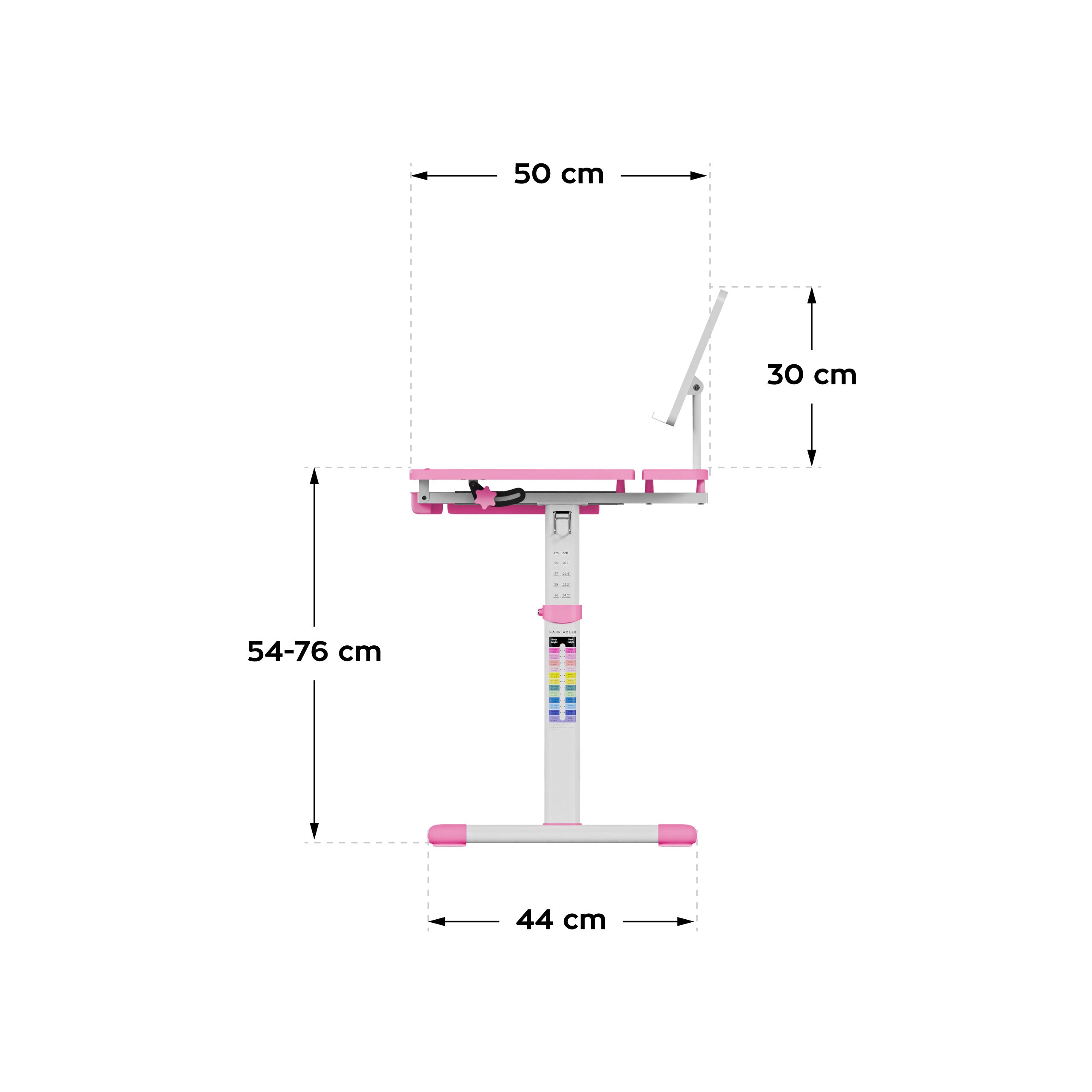 Ergonomiczne biurko dla dziecka Mark Adler Study 3.0 Pink 66 cm