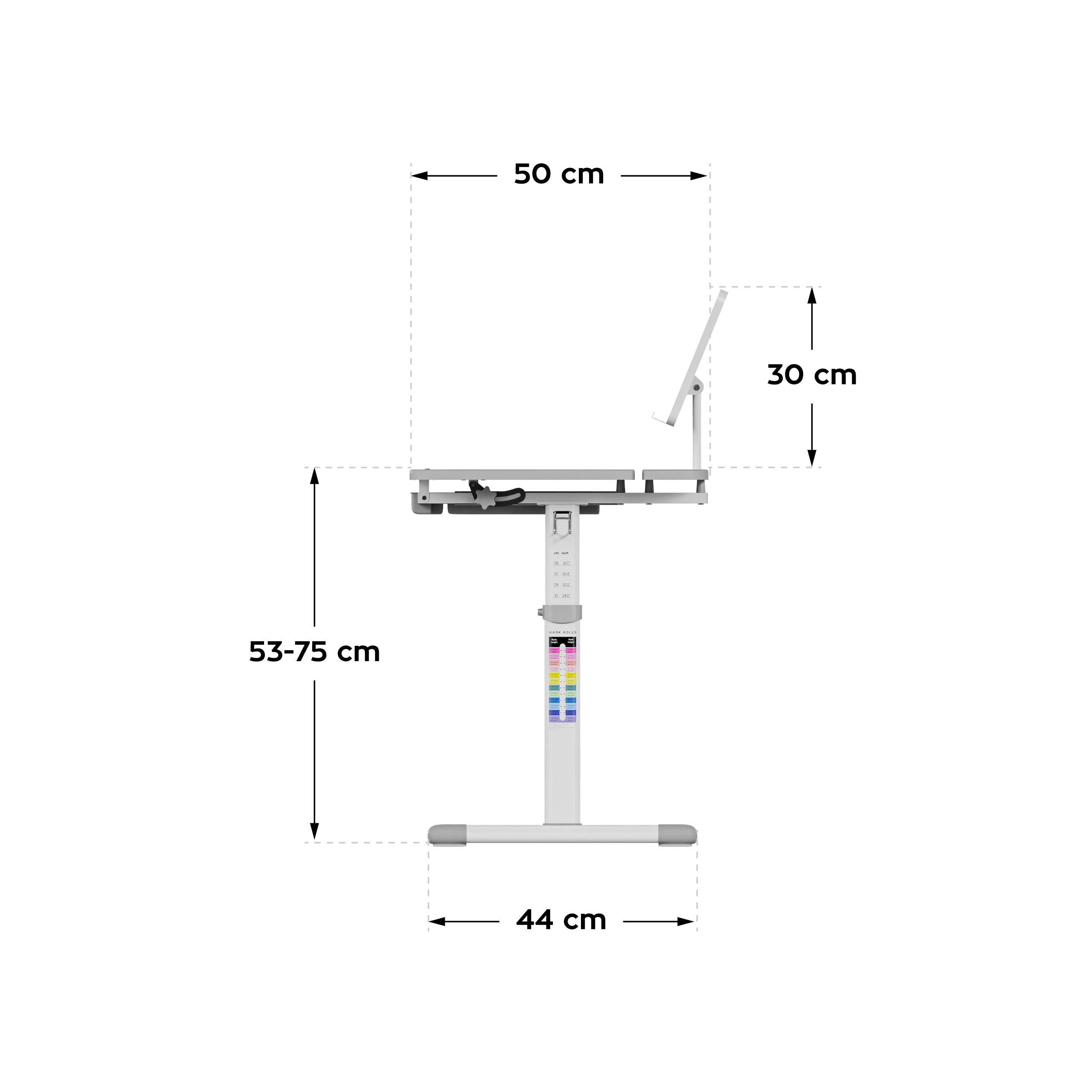 Ergonomiczne biurko dla dziecka Mark Adler Study 3.0 Grey 66 cm