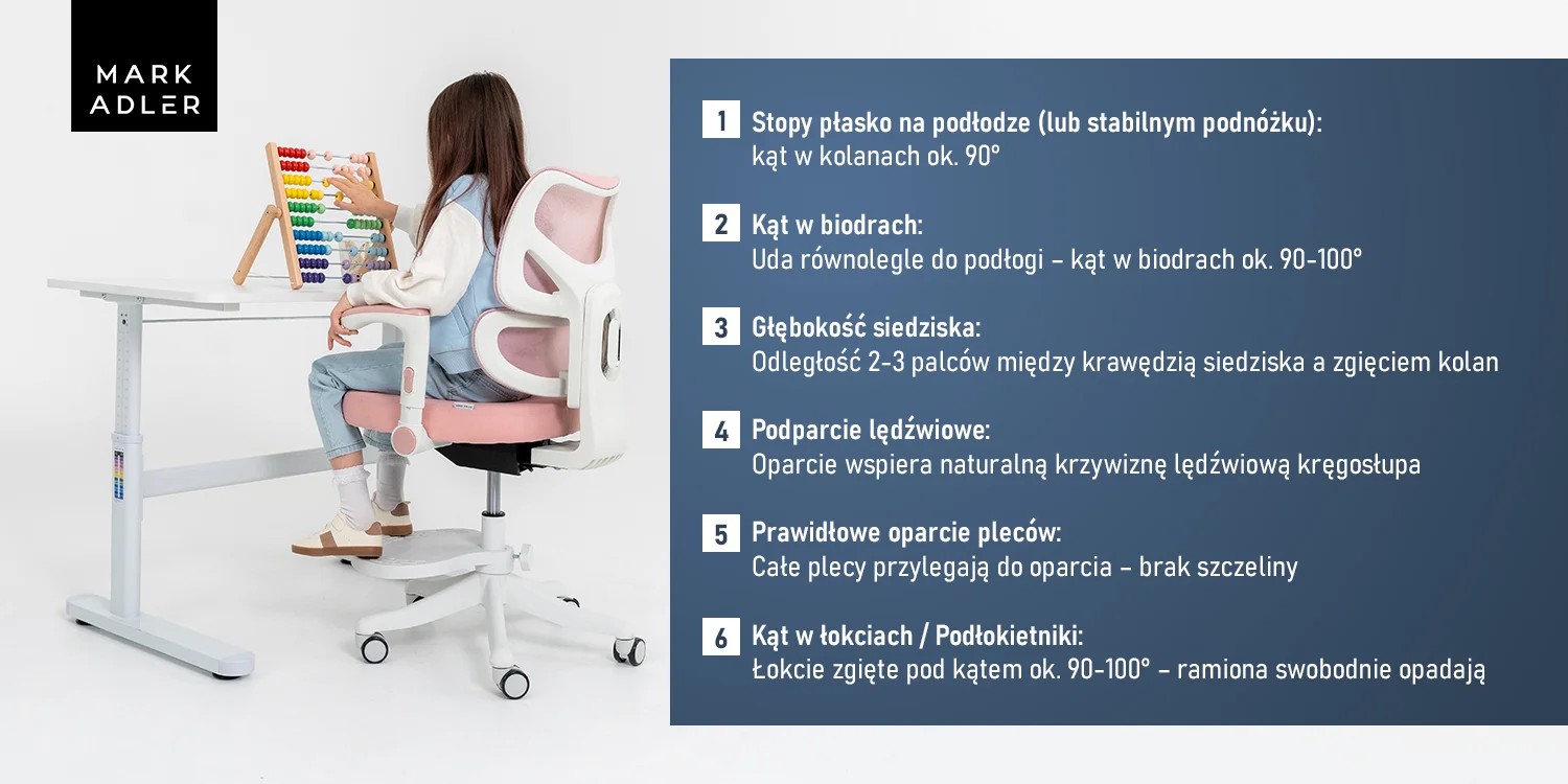 prawidłowa postawa dziecka przy biurku