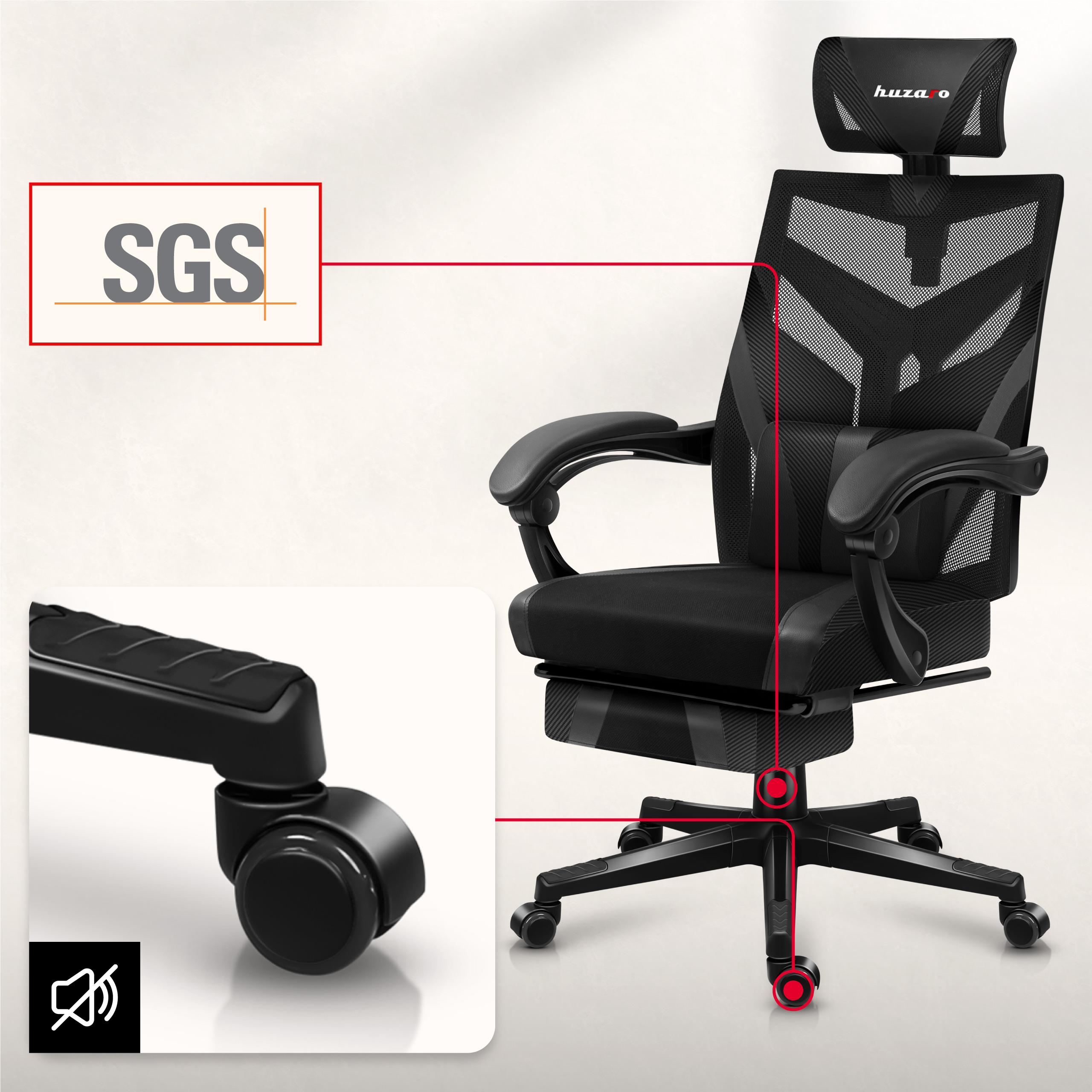 Kółko fotela gamingowego Huzaro Combat 5.0 Black