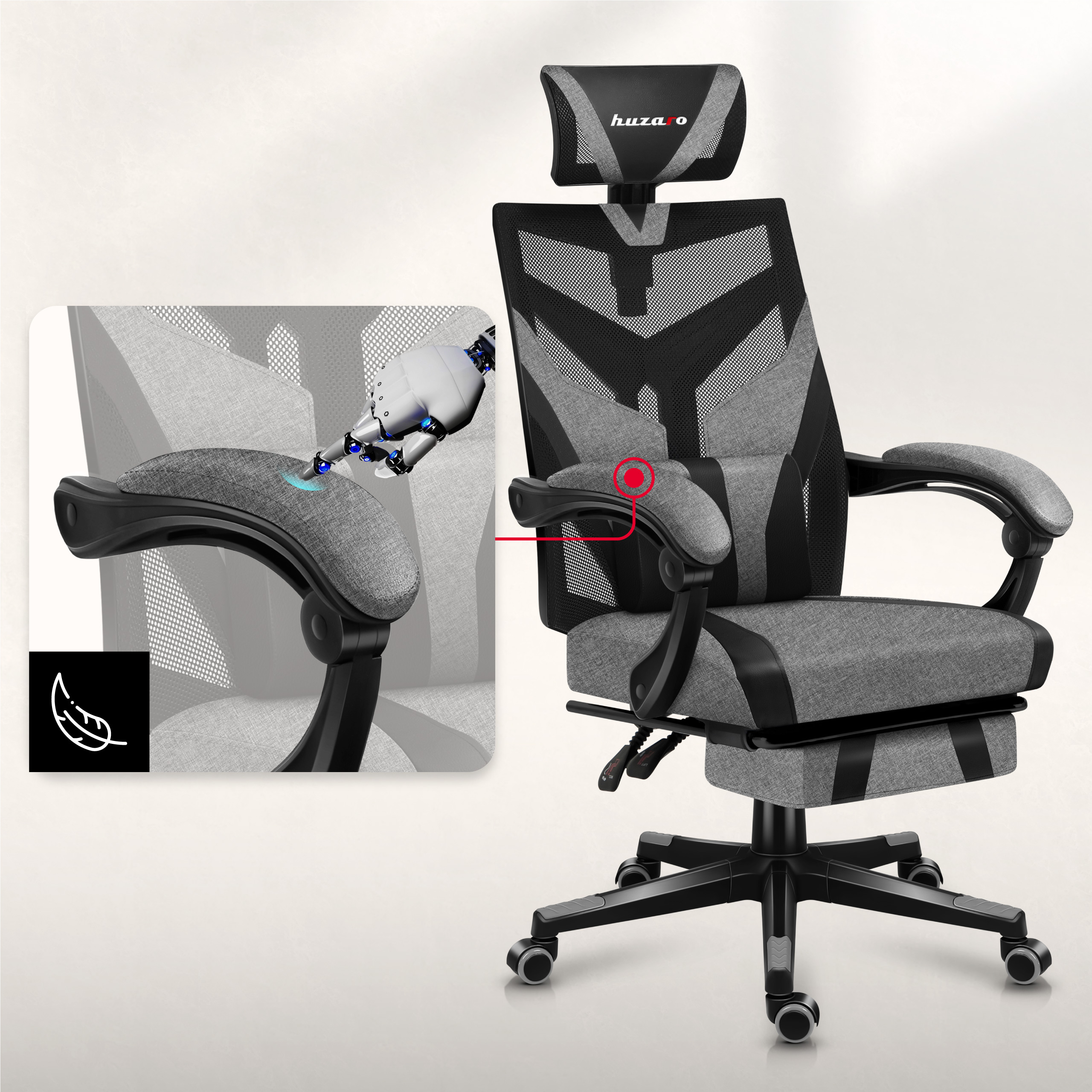 Ergonomiczne podłokietniki Combata 5.0 Grey Mesh