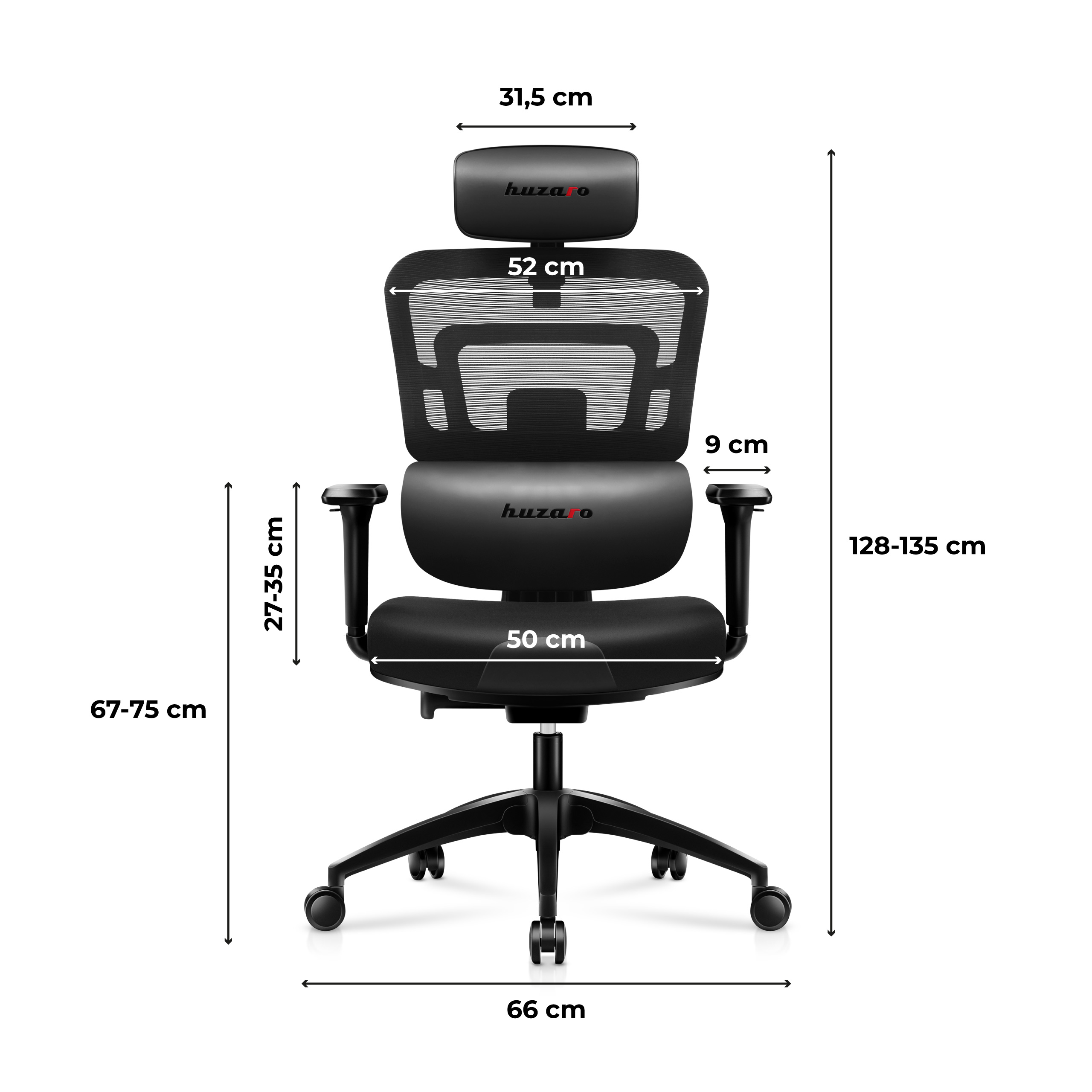 Wymiary fotela gamingowego Huzaro Combat 7.0 Black