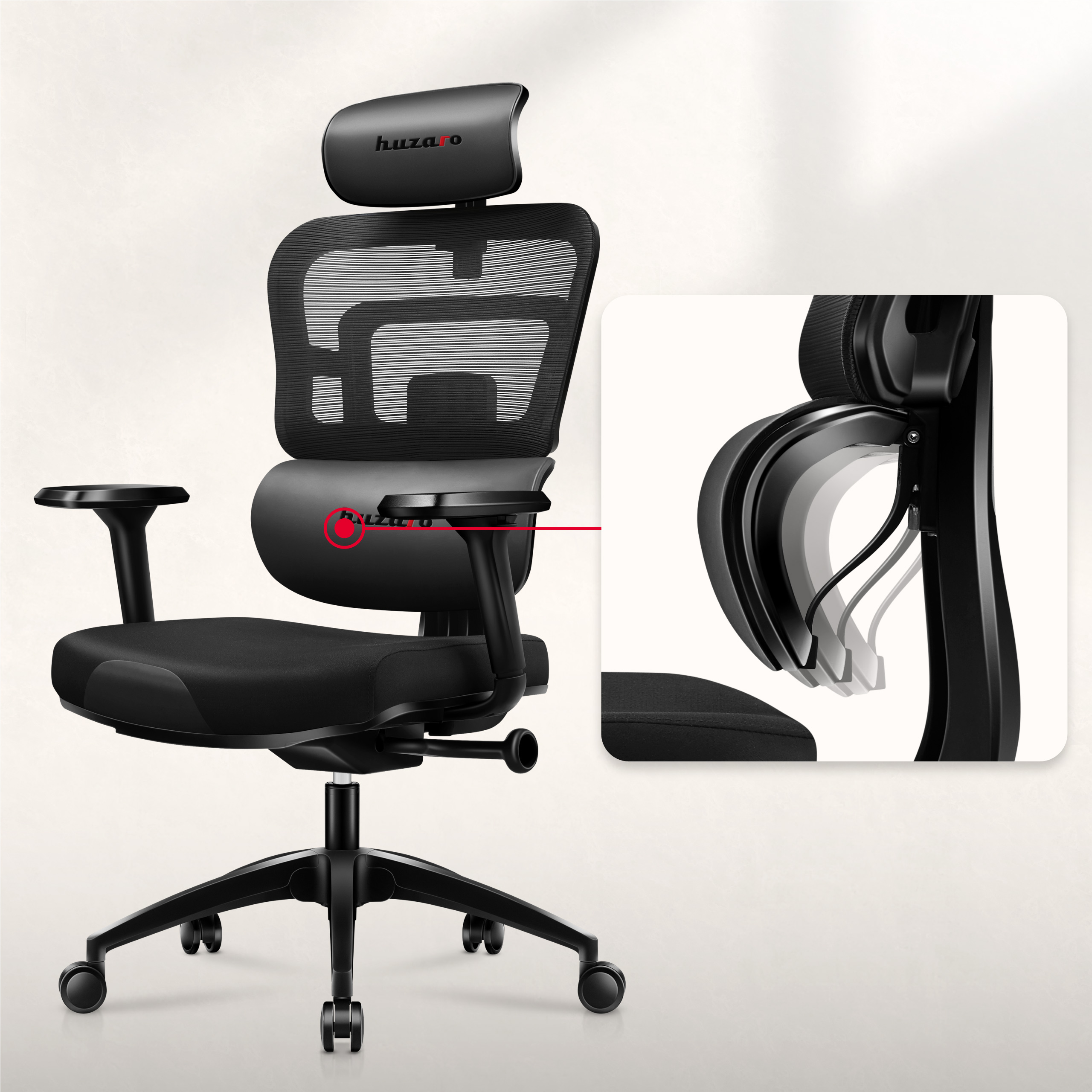 Podpora lędźwiowa w fotelu Huzaro Combat 7.0 Black