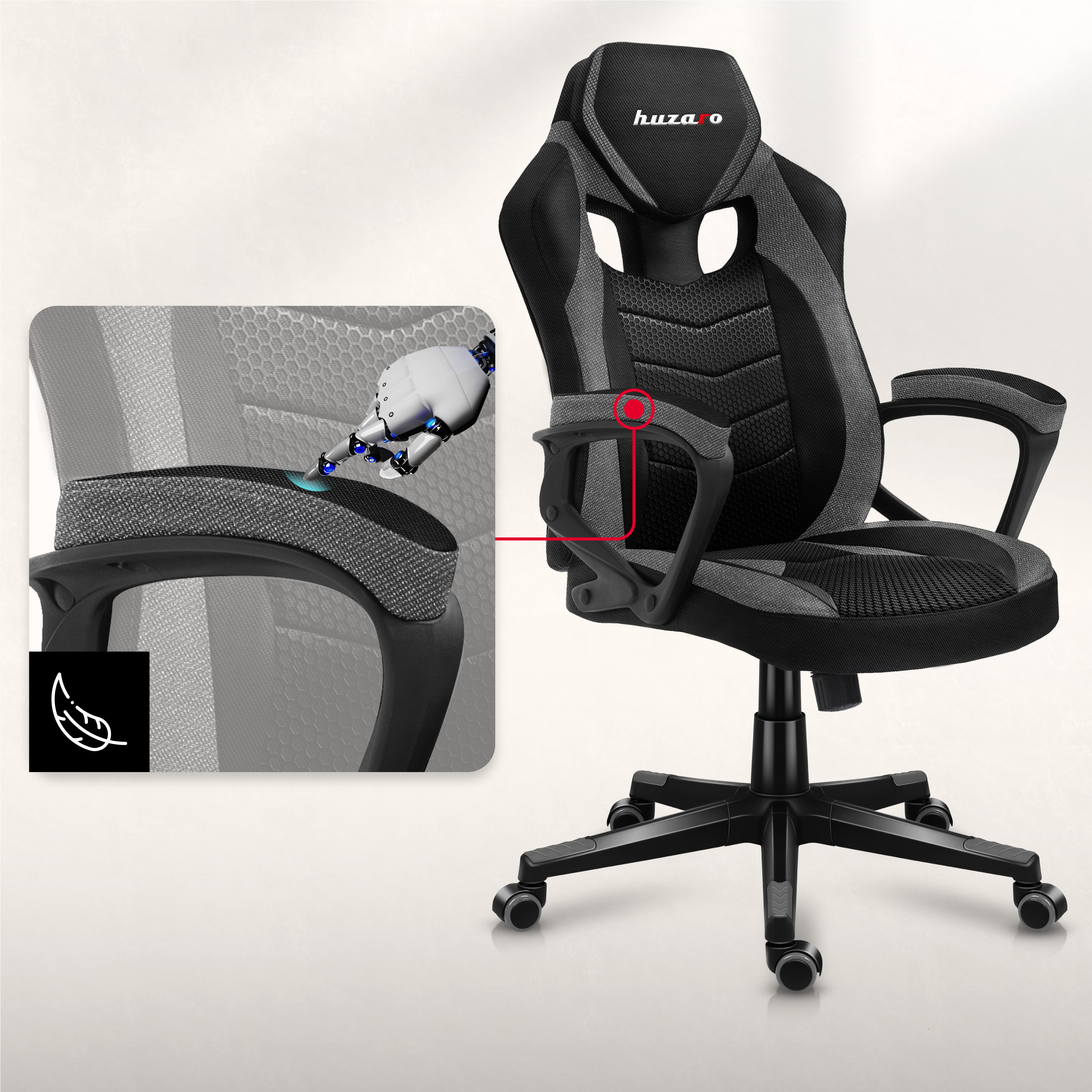 Podłokietniki fotela Huzaro Force 2.5 Grey Mesh