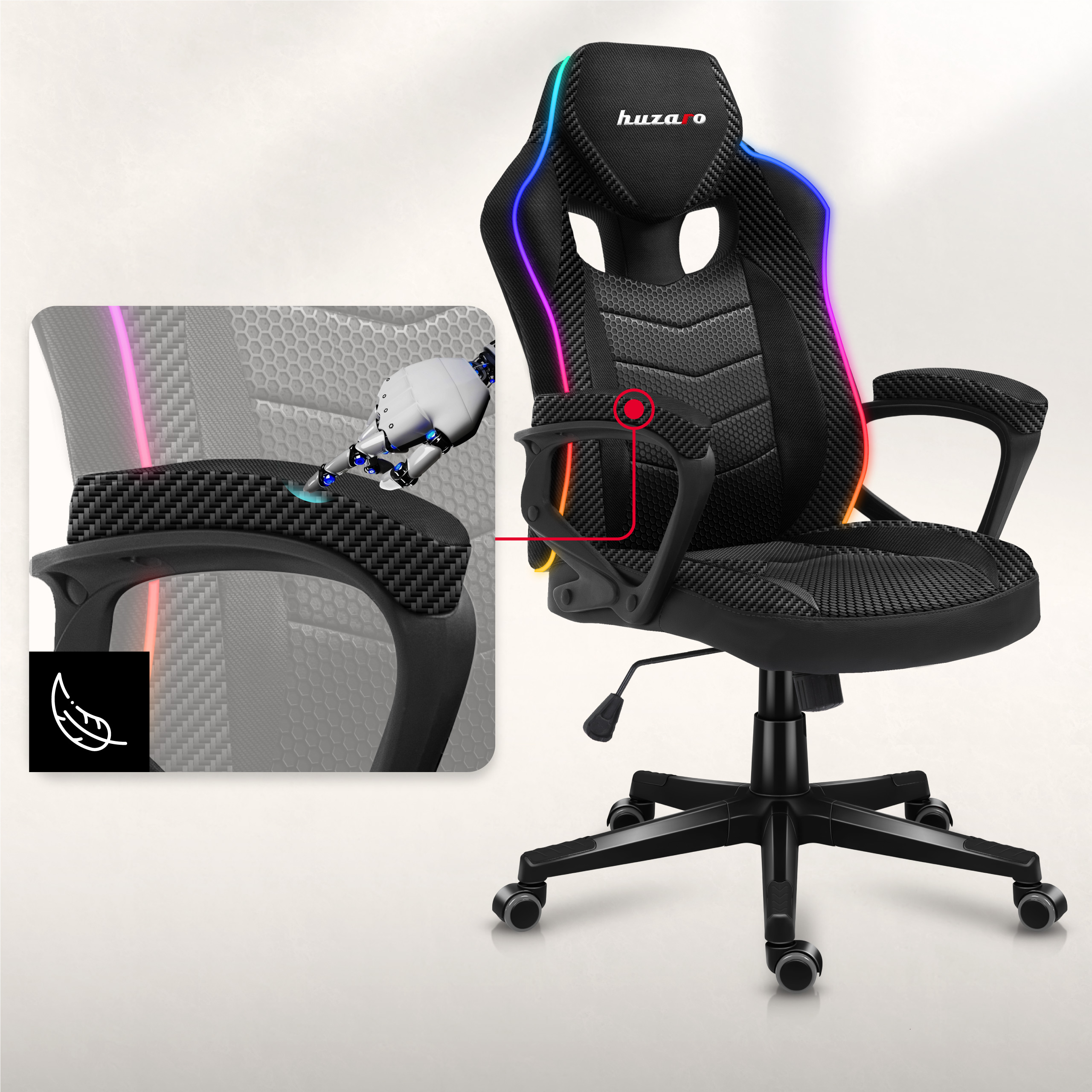 Podłokietniki fotela Huzaro Force 2.5 Carbon RGB