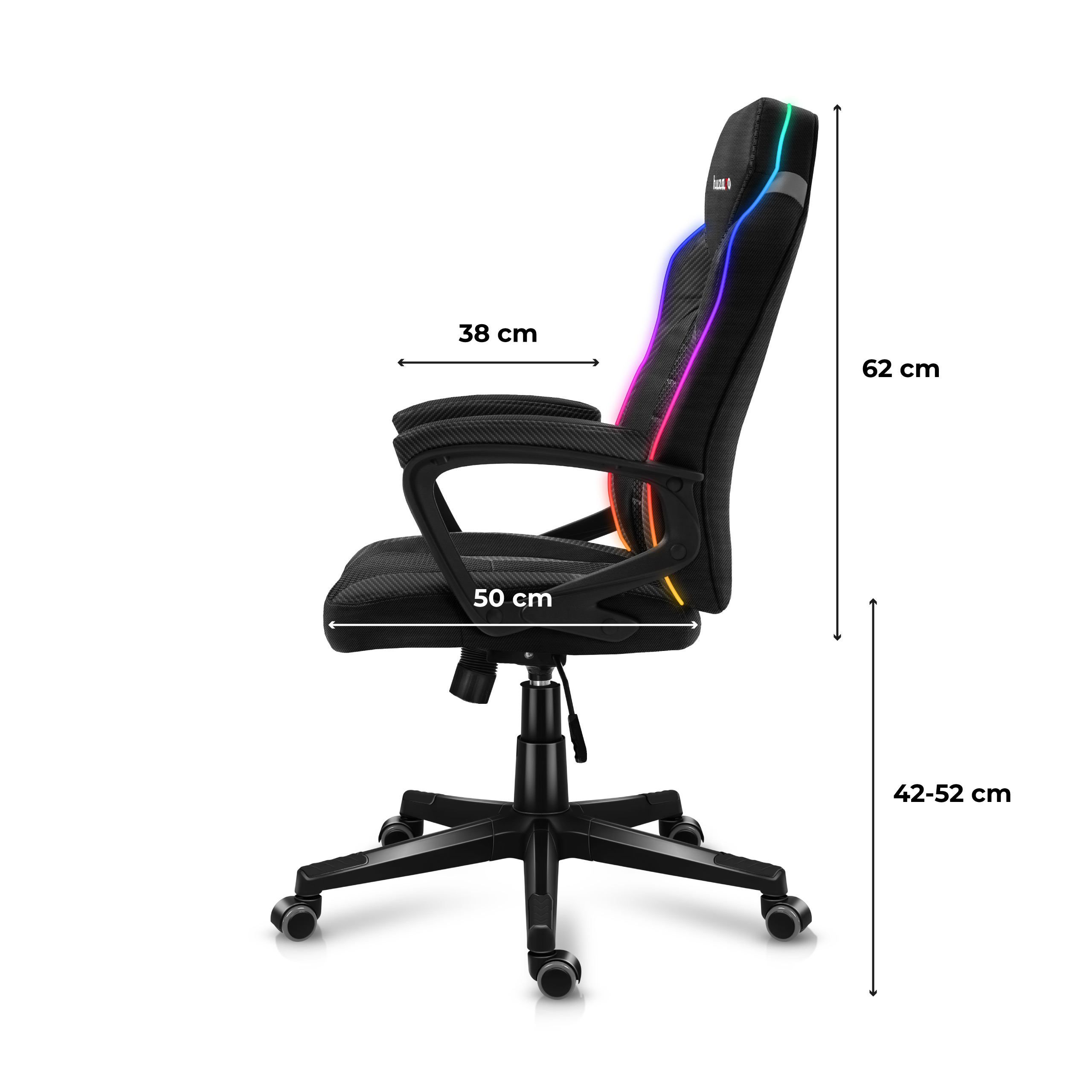 Wymiary fotela Huzaro Force 2.5 Carbon RGB