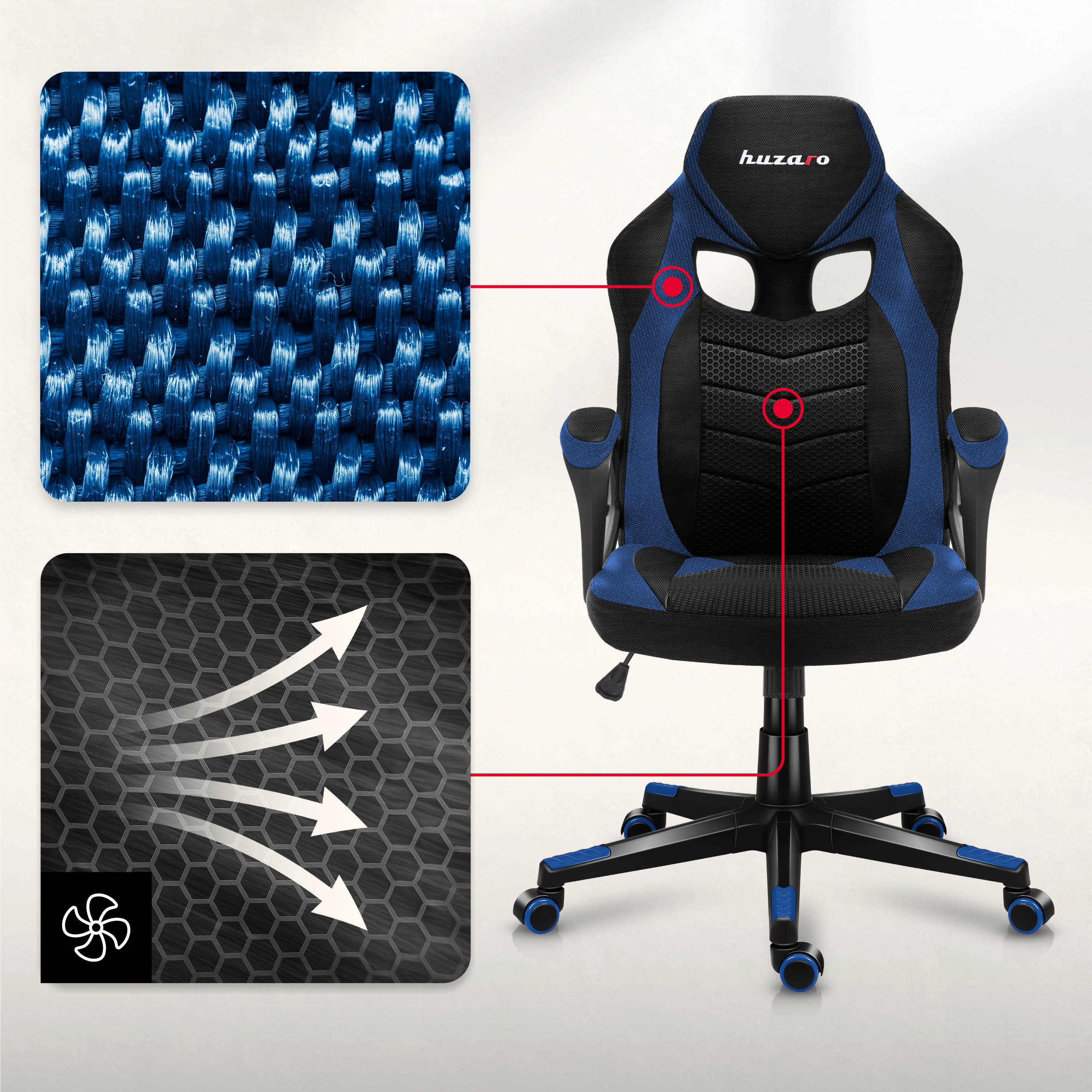 Huzaro Force 2.5 Blue Mesh tkaniny
