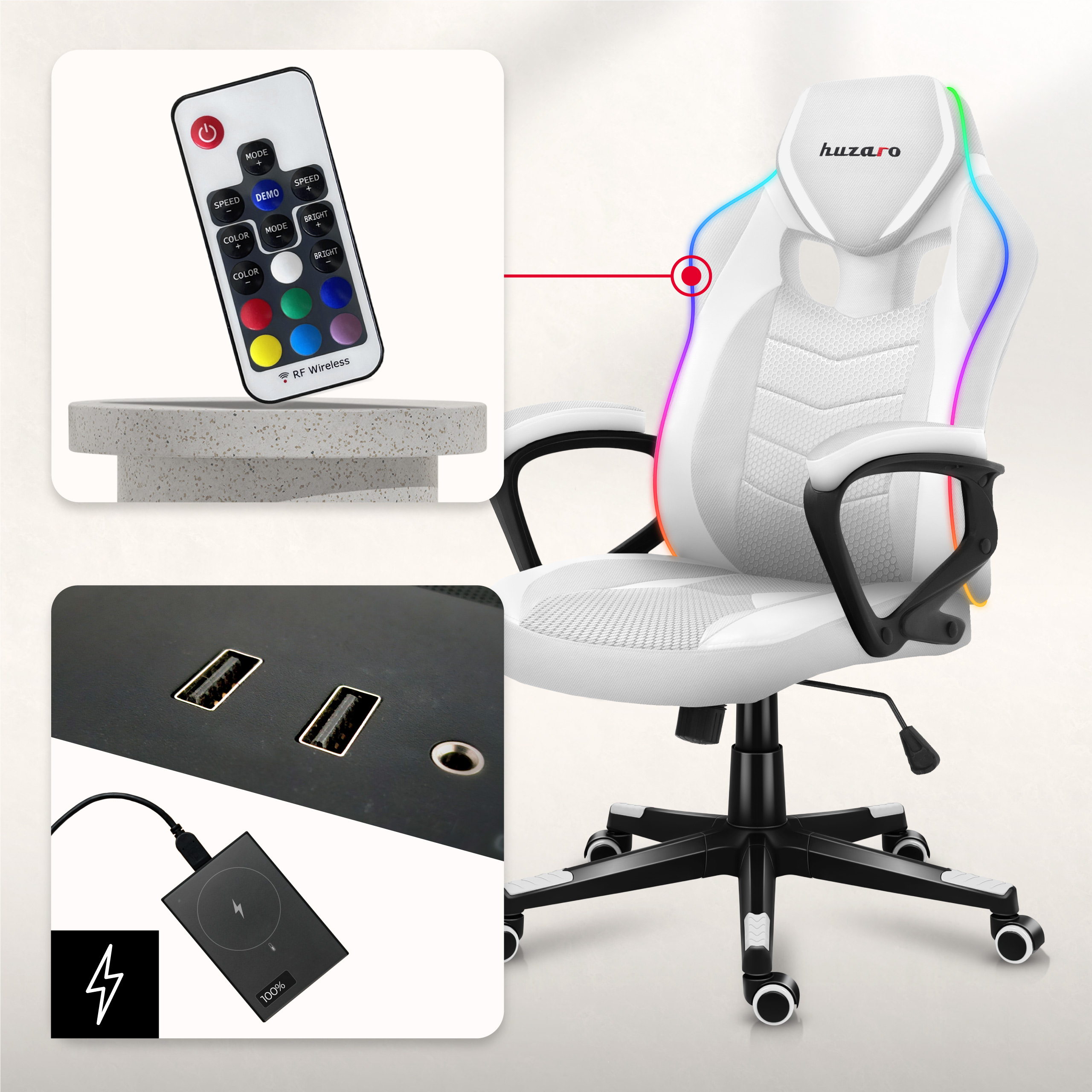 Oświetlenie RGB w fotelu gamingowym Force 2.5 RGB Carbon